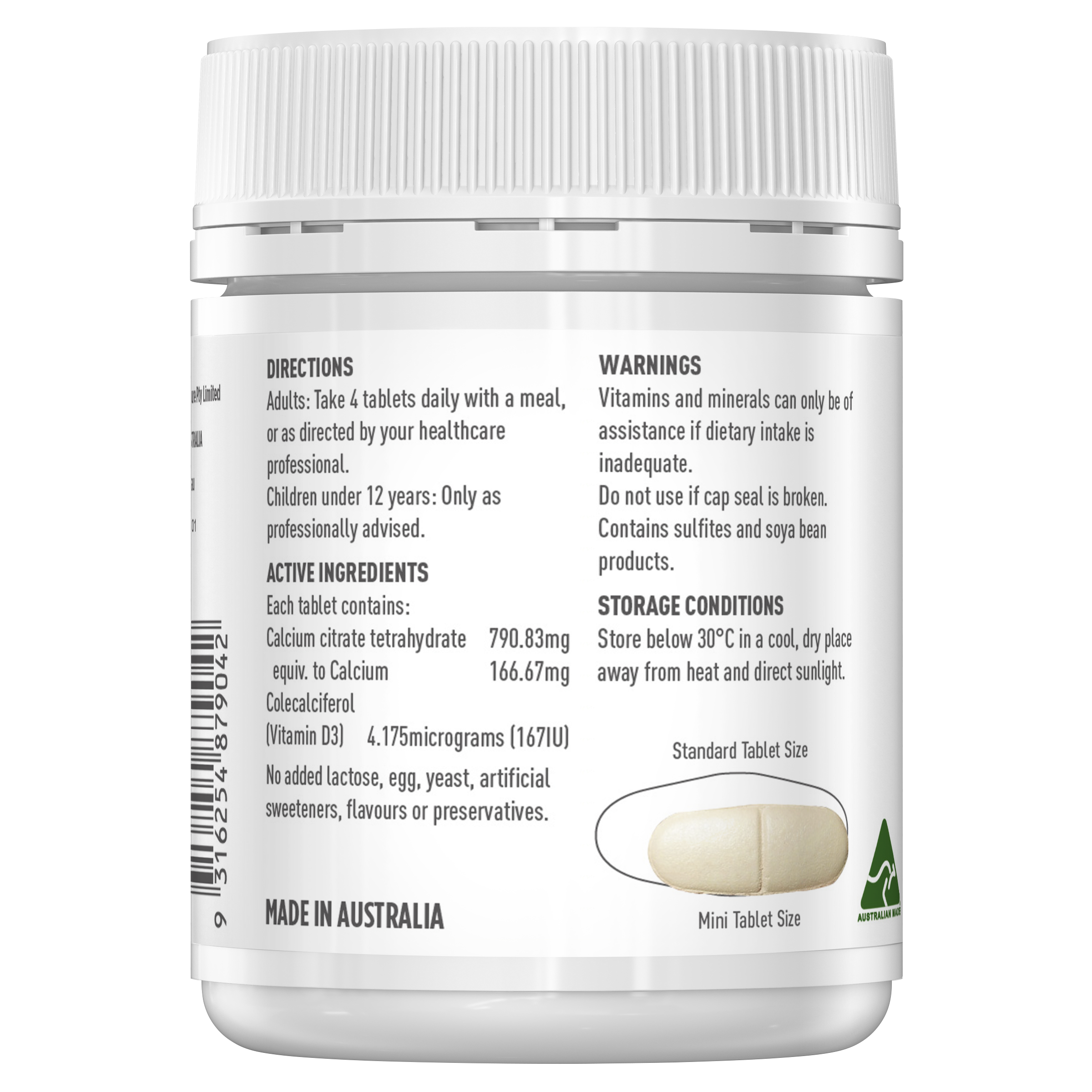 Healthy Care Plus Calcium + Vitamin D Mini Tab 90 Capsules