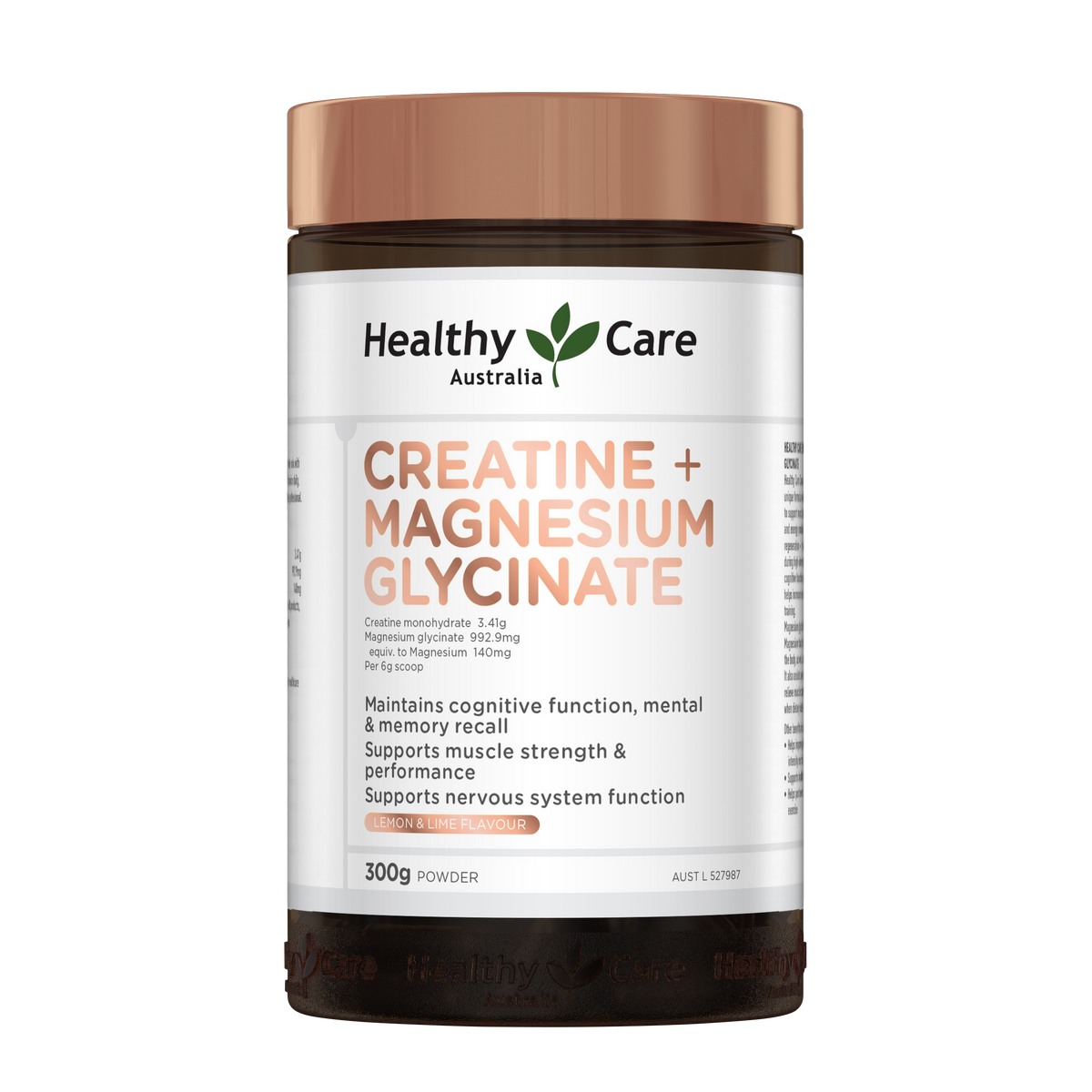 Healthy Care Creatine + Magnesium Glycinate Powder (Lemon Lime) - 300g