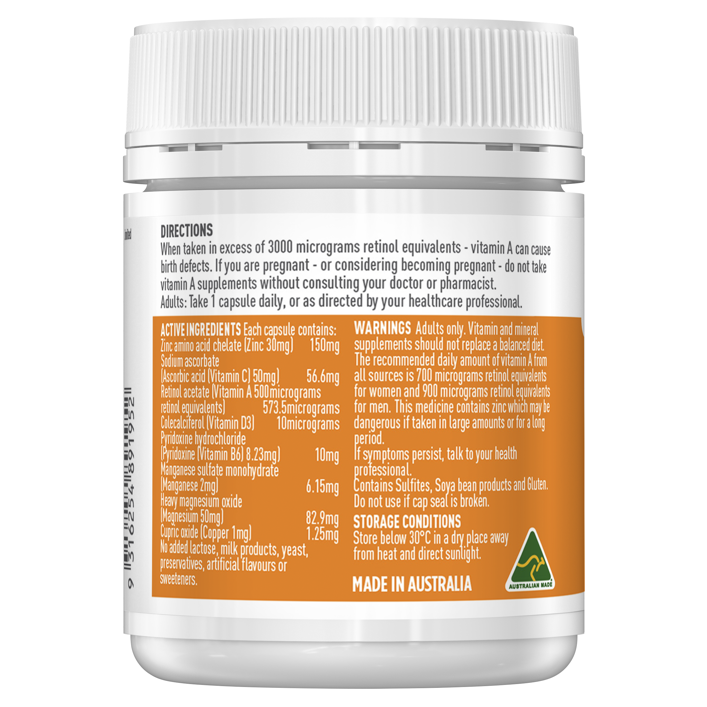 Healthy Care Zinc Complete 1-A-Day 180 Capsules