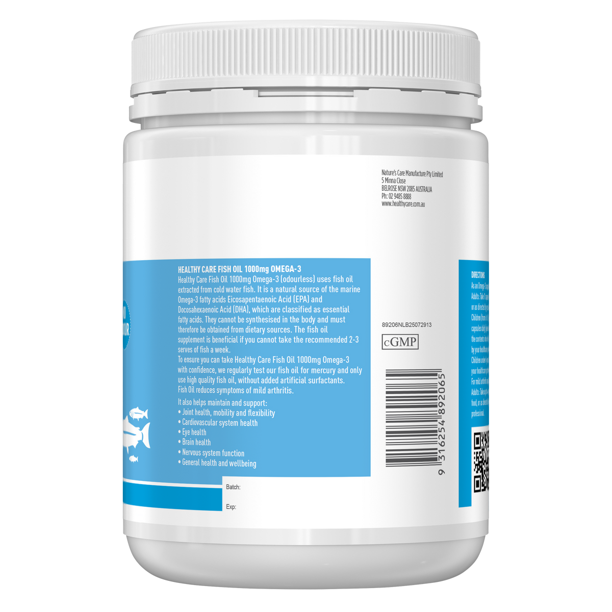 Healthy Care 鱼油 1000 毫克 Omega-3 - 400 粒胶囊