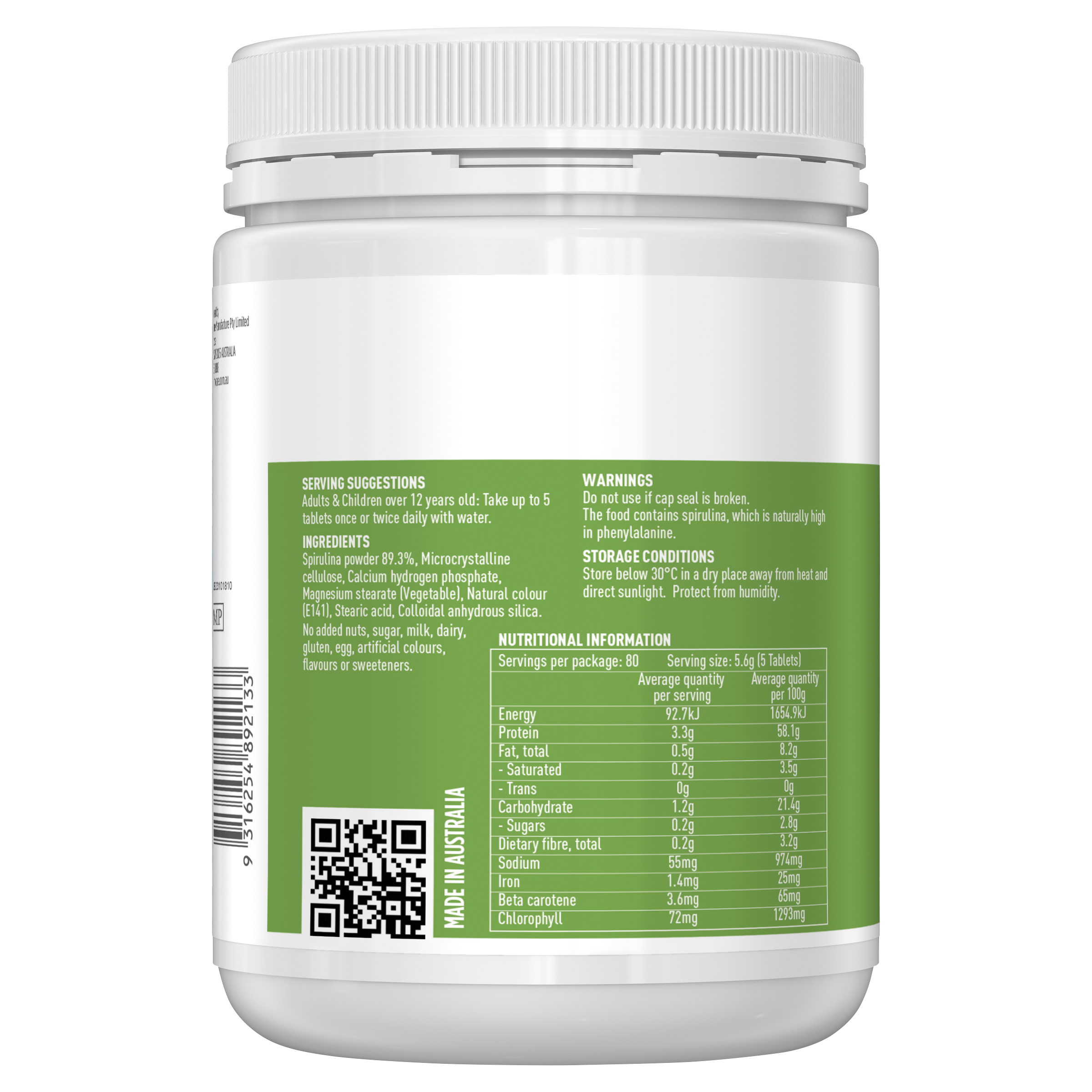 Healthy Care Super Spirulina 1000mg - 400 Tablets - Healthy Care Australia