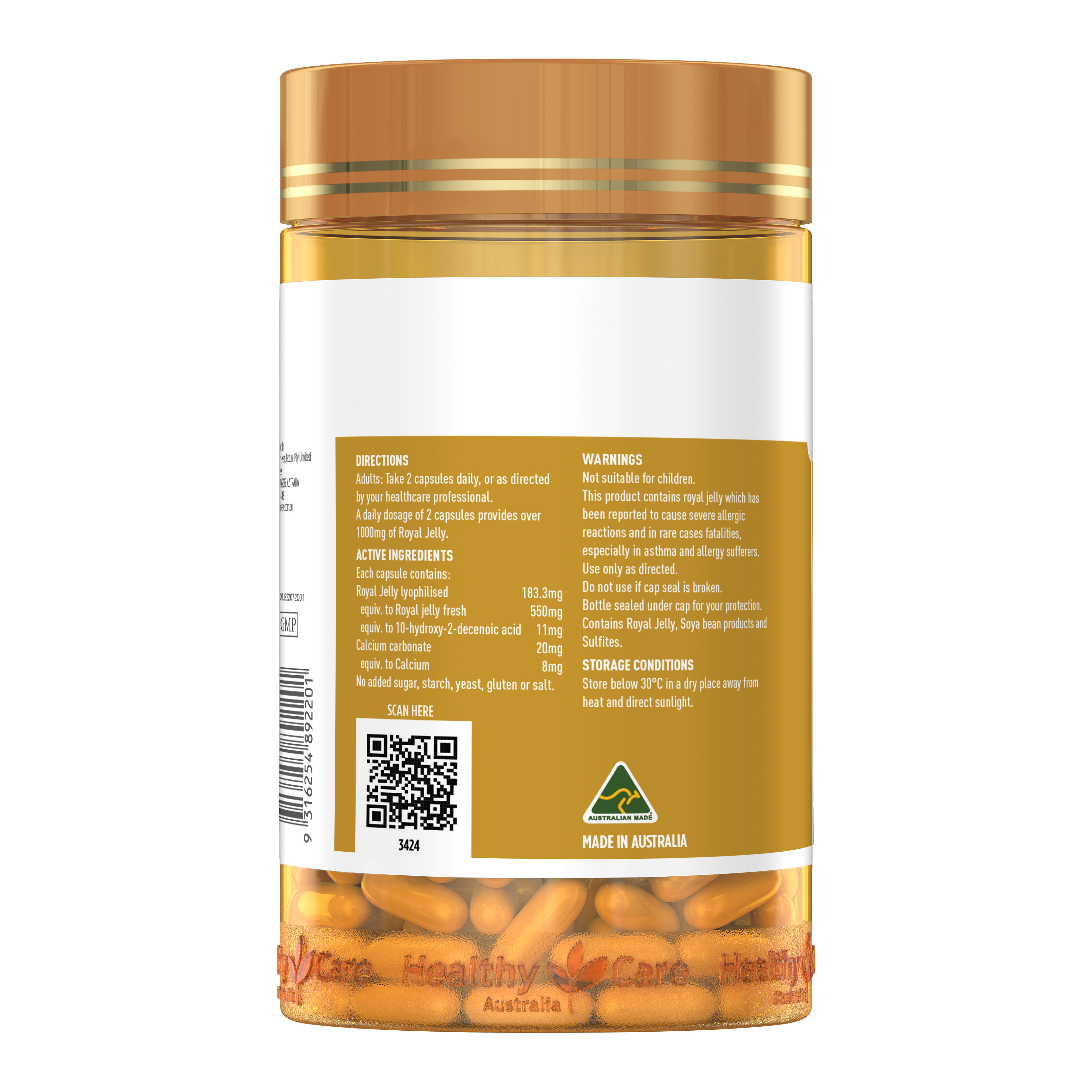 Healthy Care Royal Jelly 1000mg - 365 Capsules - Healthy Care Australia