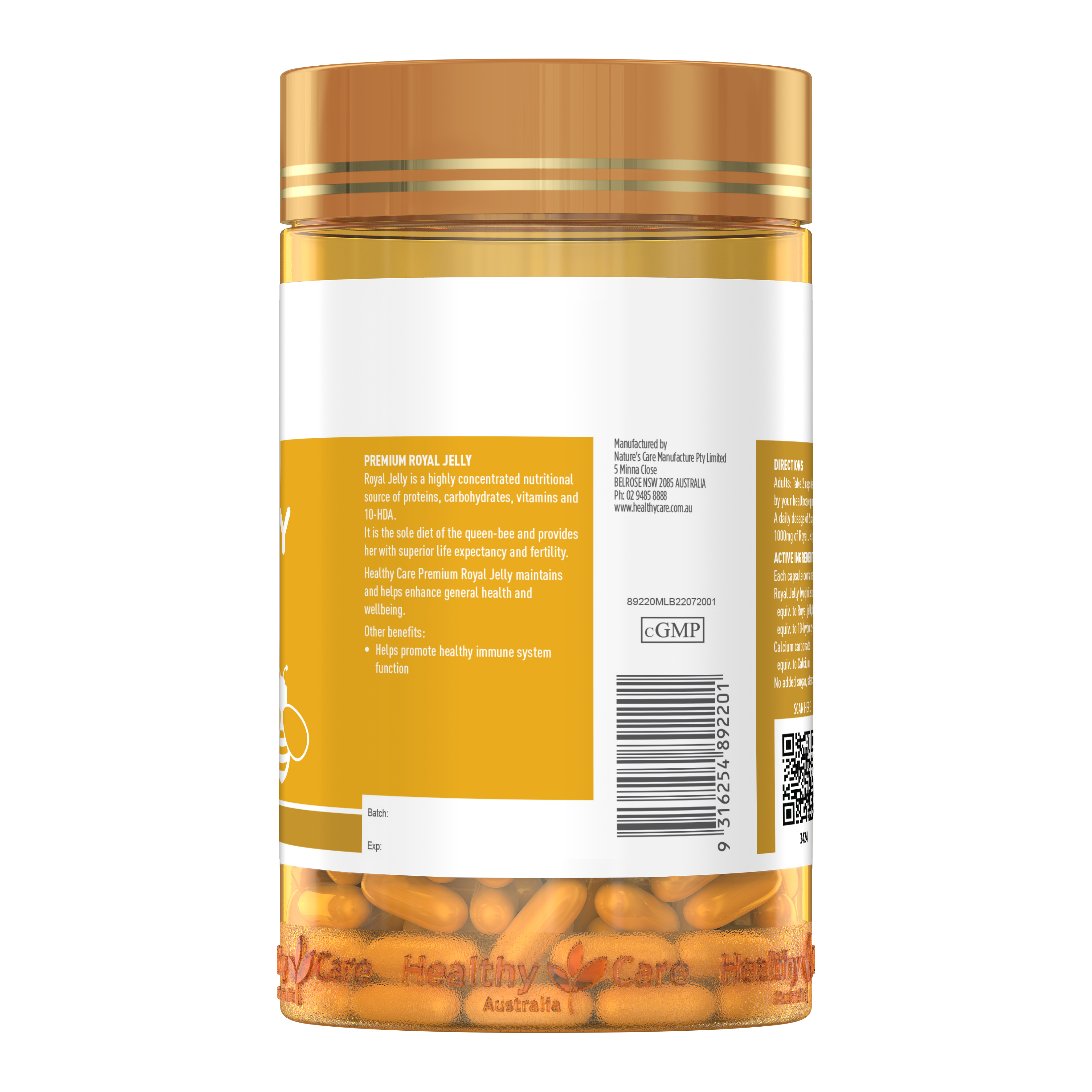 Healthy Care Royal Jelly 1000mg - 365 Capsules - Healthy Care Australia