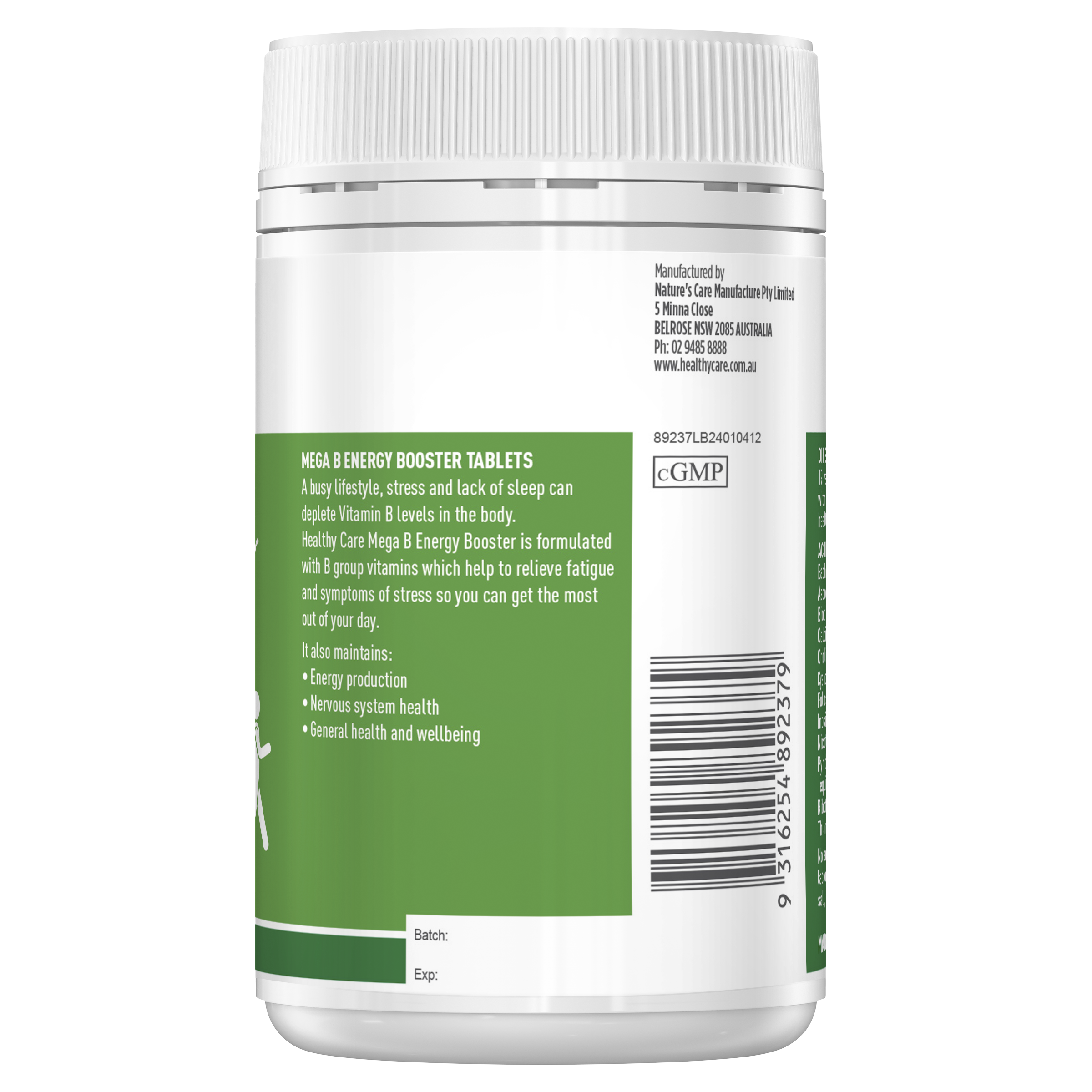 Healthy Care Mega B Energy Booster 200 Tablets