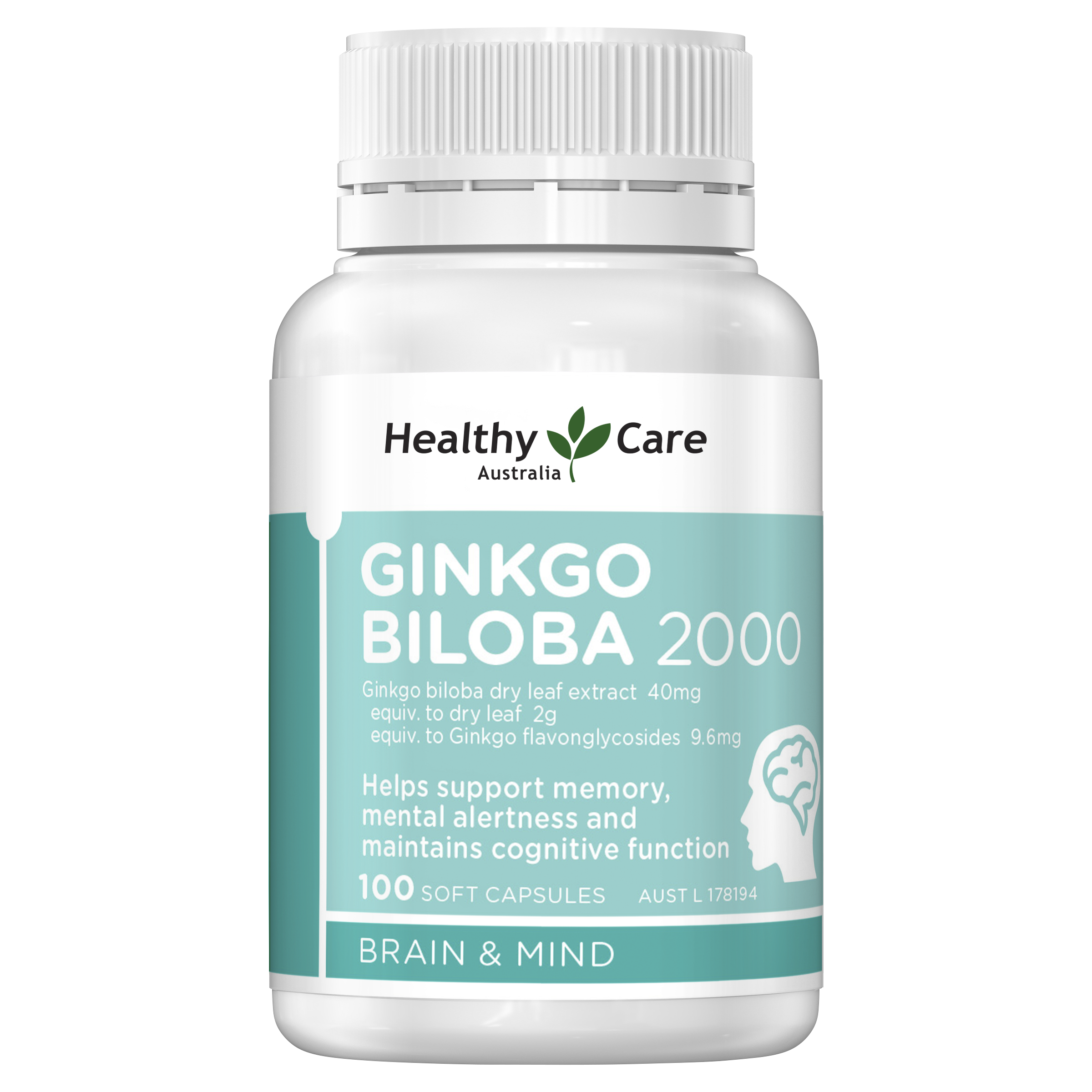 Healthy Care Ginkgo Biloba 2000mg - 100 Capsules - Healthy Care Australia