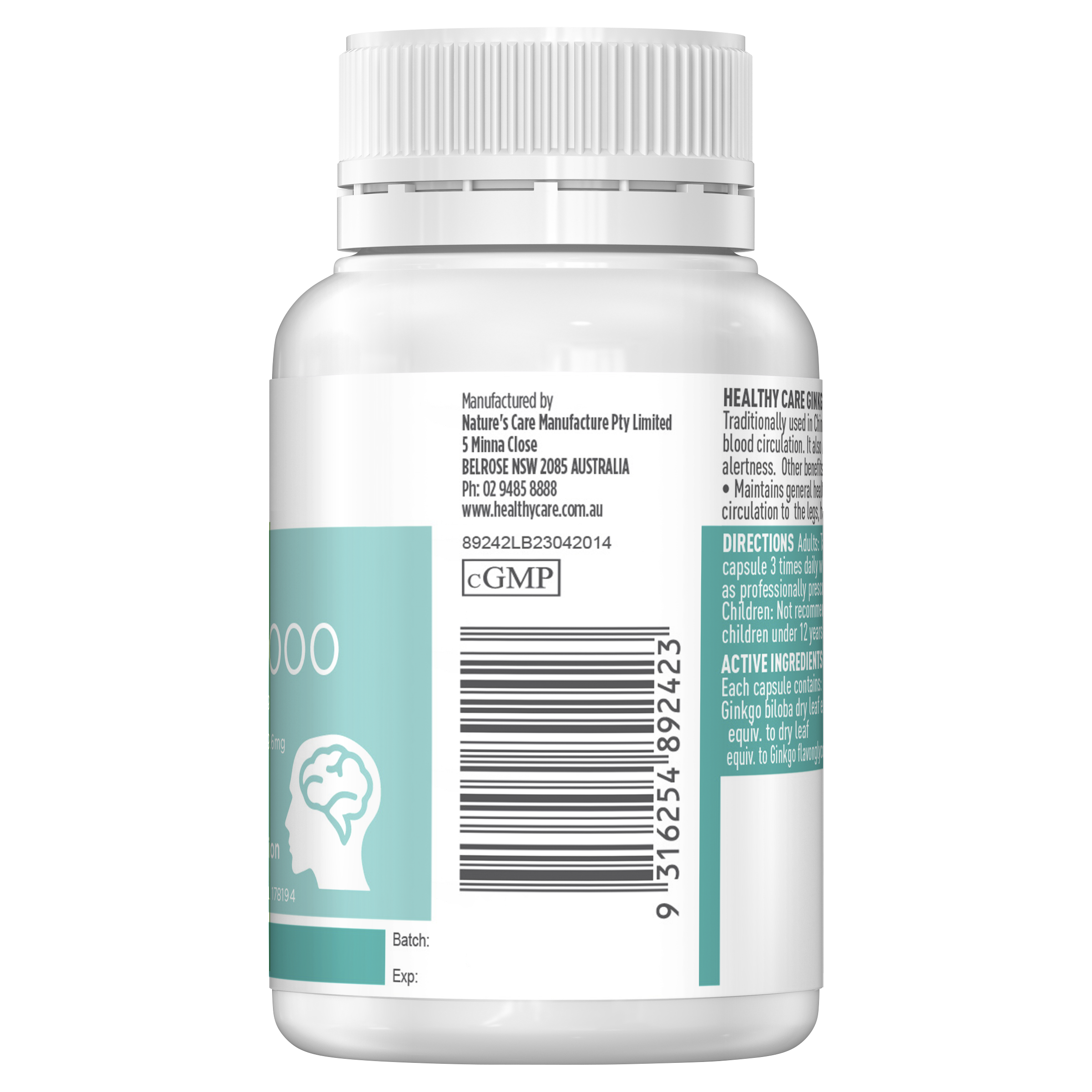 Healthy Care Ginkgo Biloba 2000mg - 100 Capsules - Healthy Care Australia