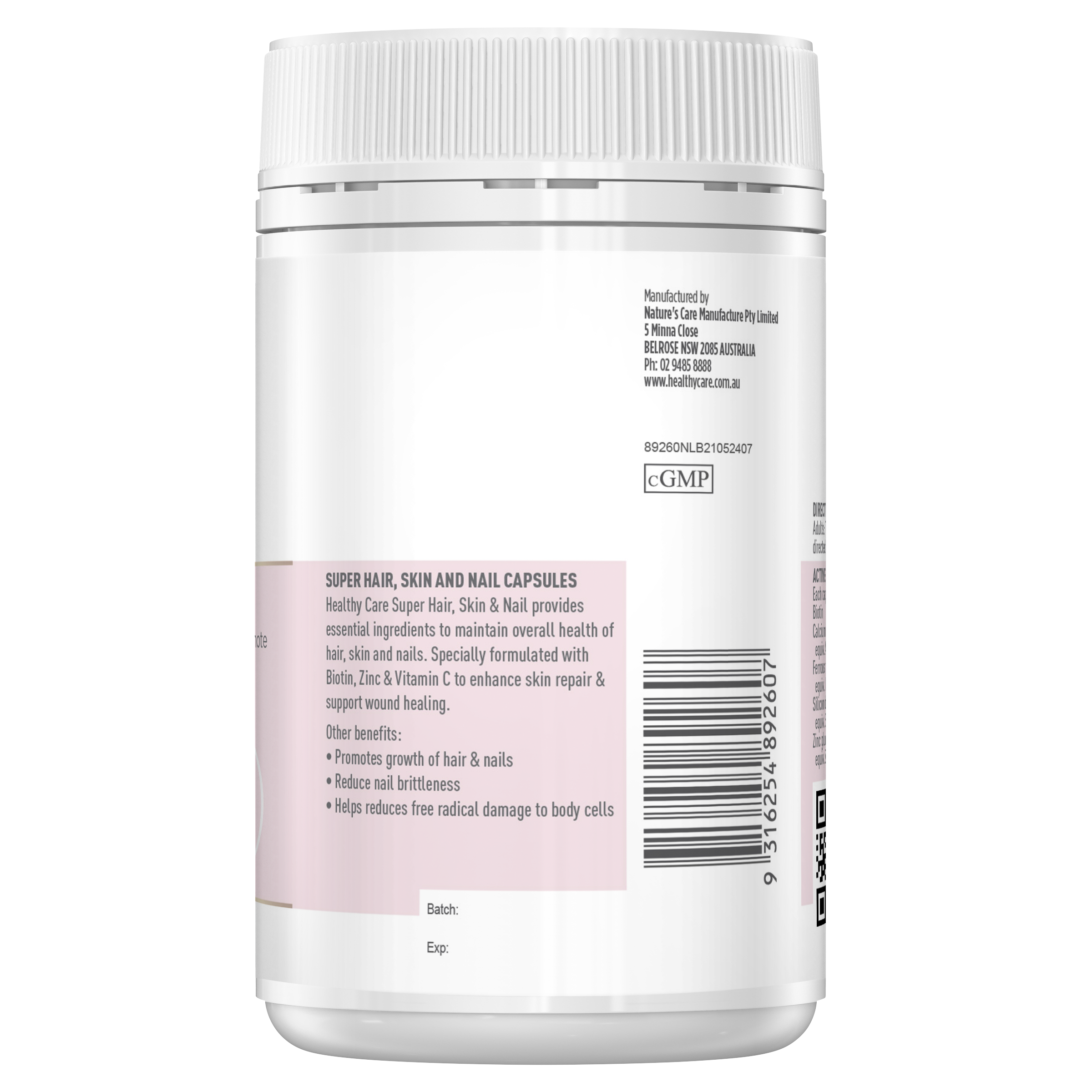 Healthy Care Super Hair, Skin & Nails - 100 Capsules - Healthy Care Australia