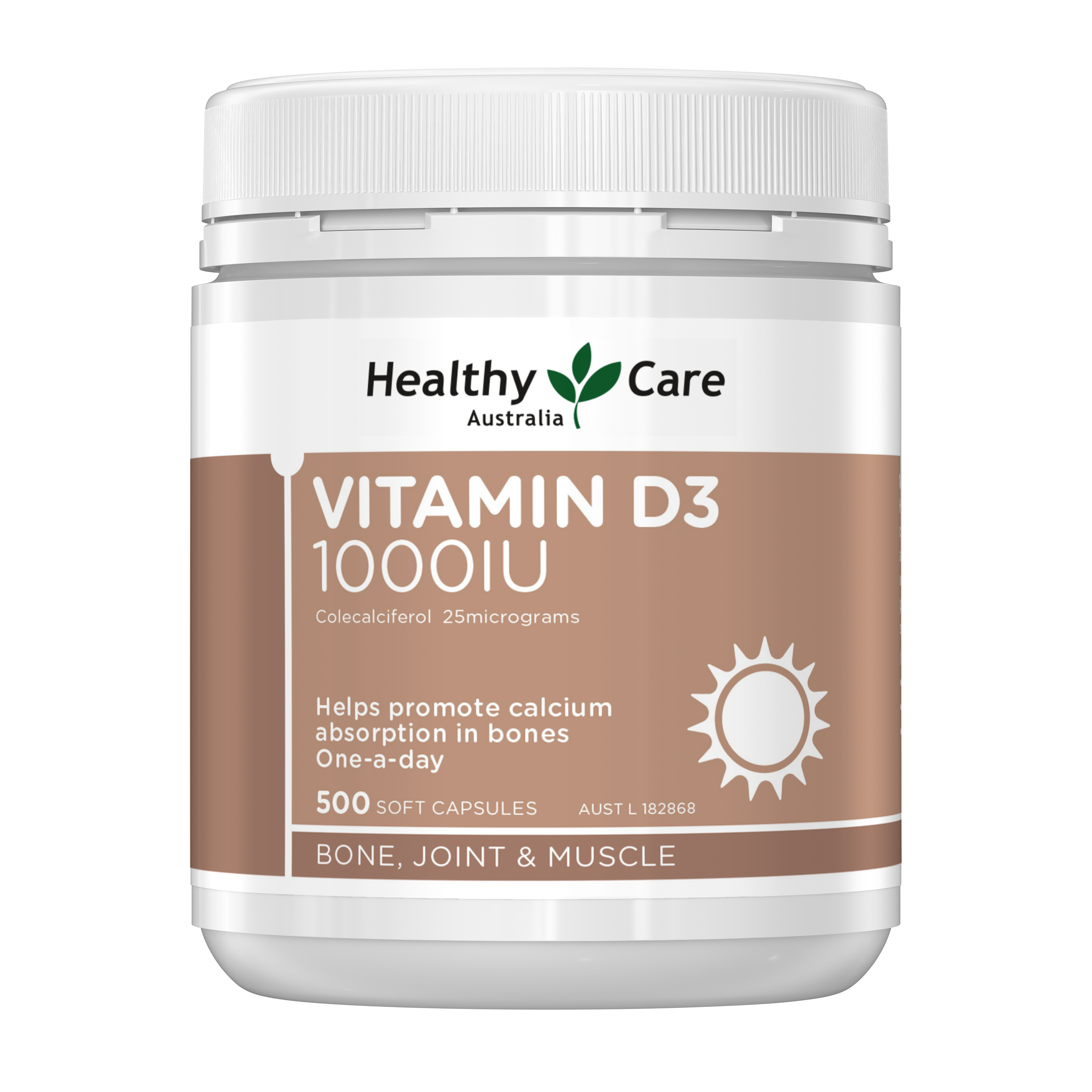 Healthy Care Vitamin D3 1000IU - 500 Capsules - Healthy Care Australia