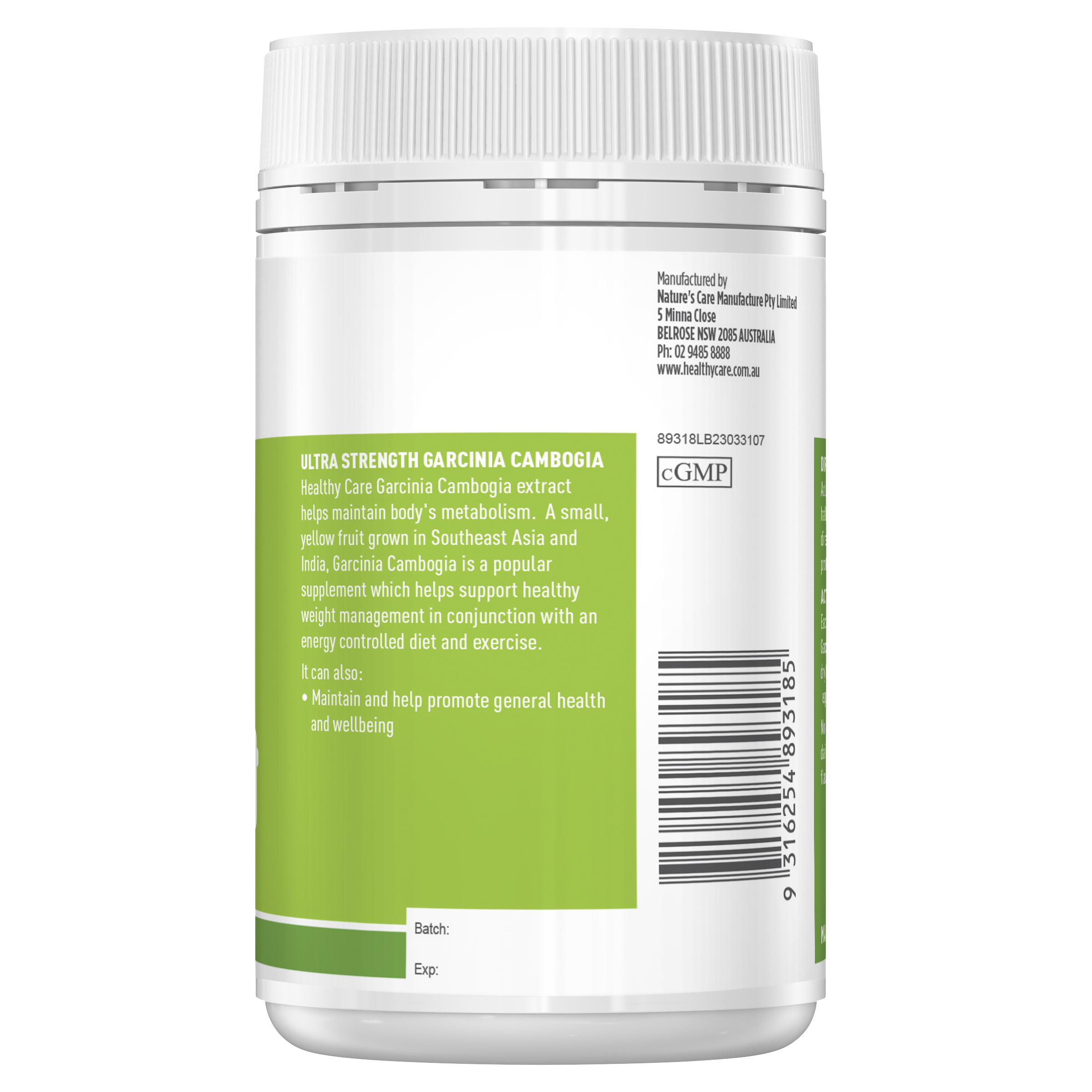 Healthy Care Ultra Strength Garcinia Cambogia - 100 Capsules - Healthy Care Australia