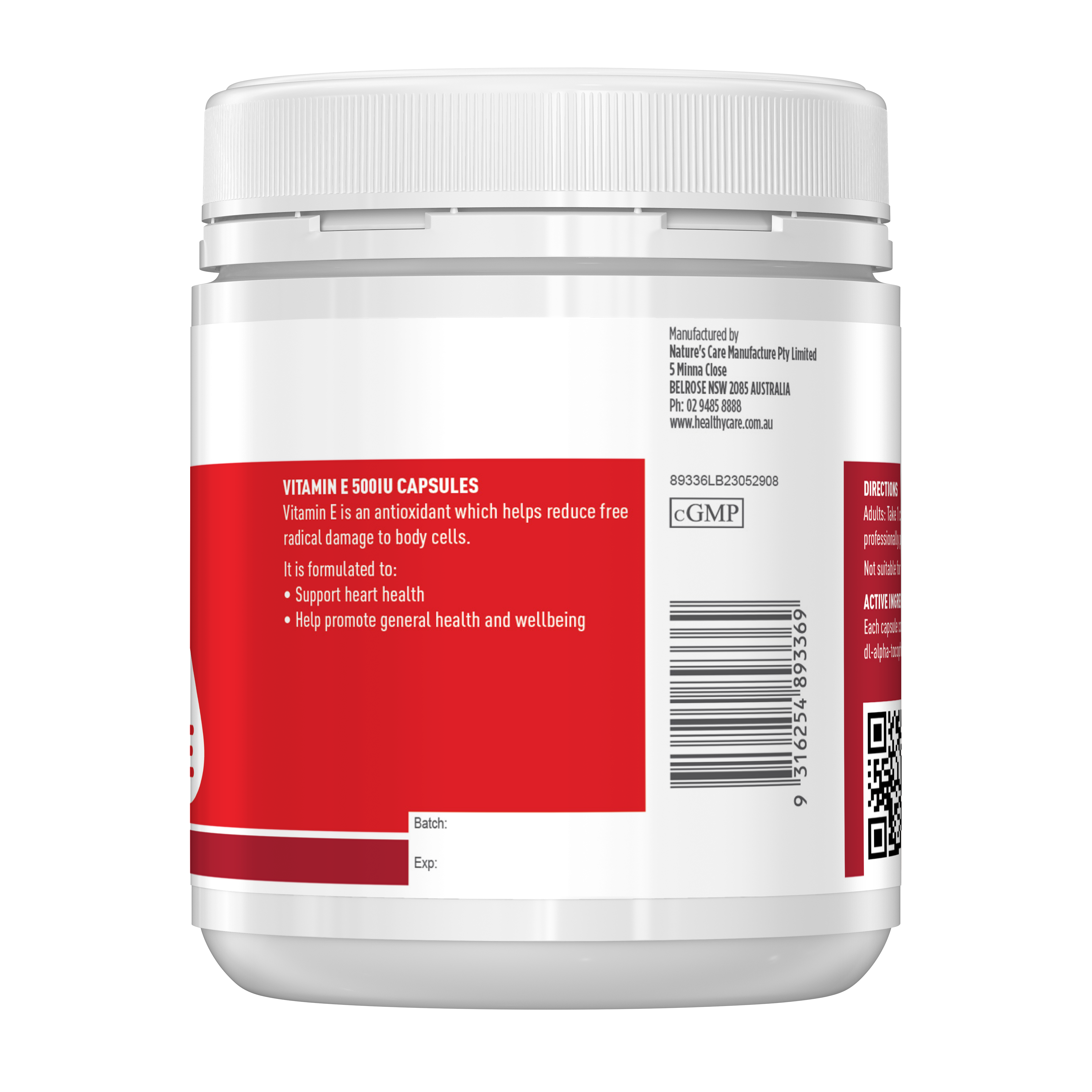 Healthy Care Vitamin E 500IU 200 Capsules