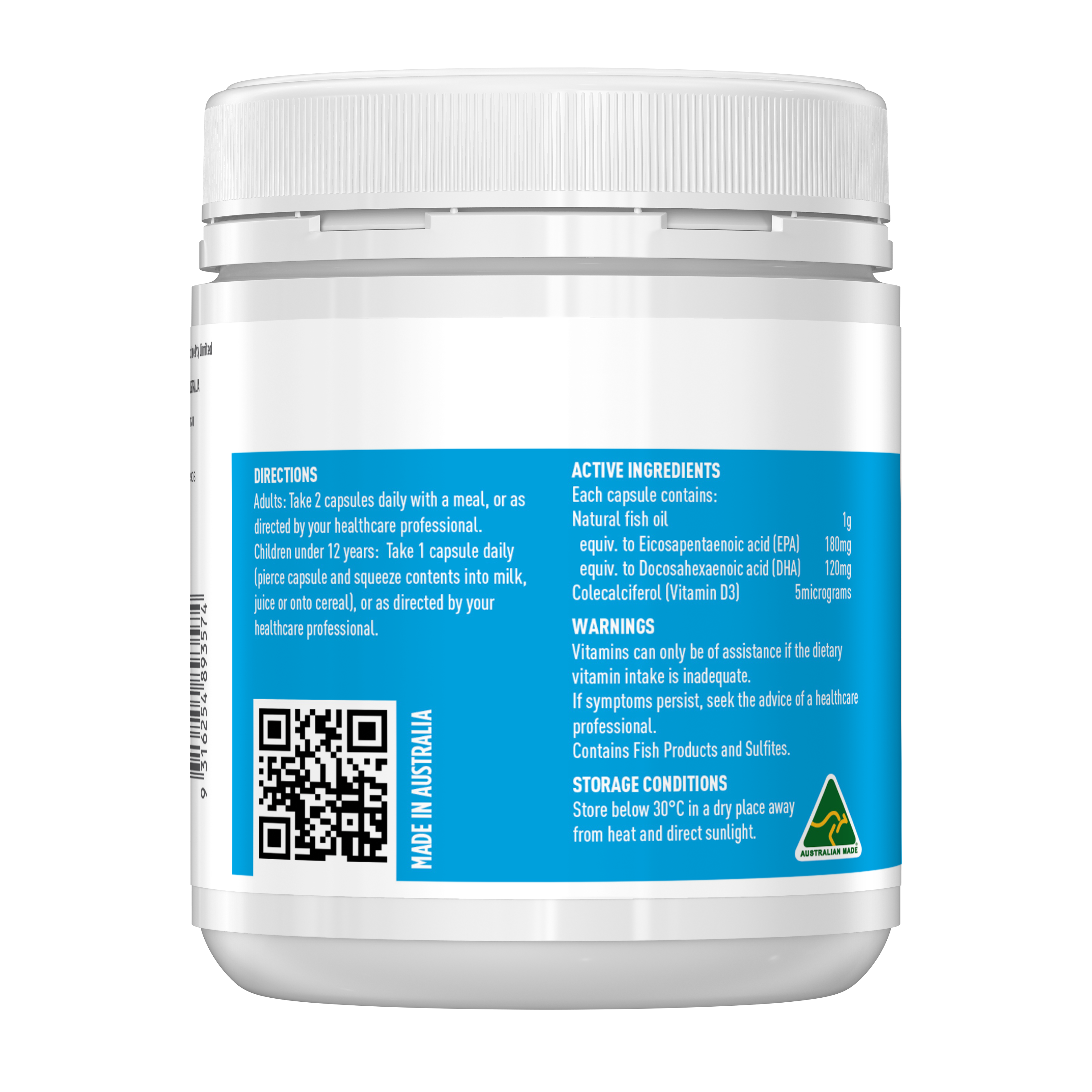 Healthy Care Fish Oil + Vitamin D - 200 Capsules - Healthy Care Australia