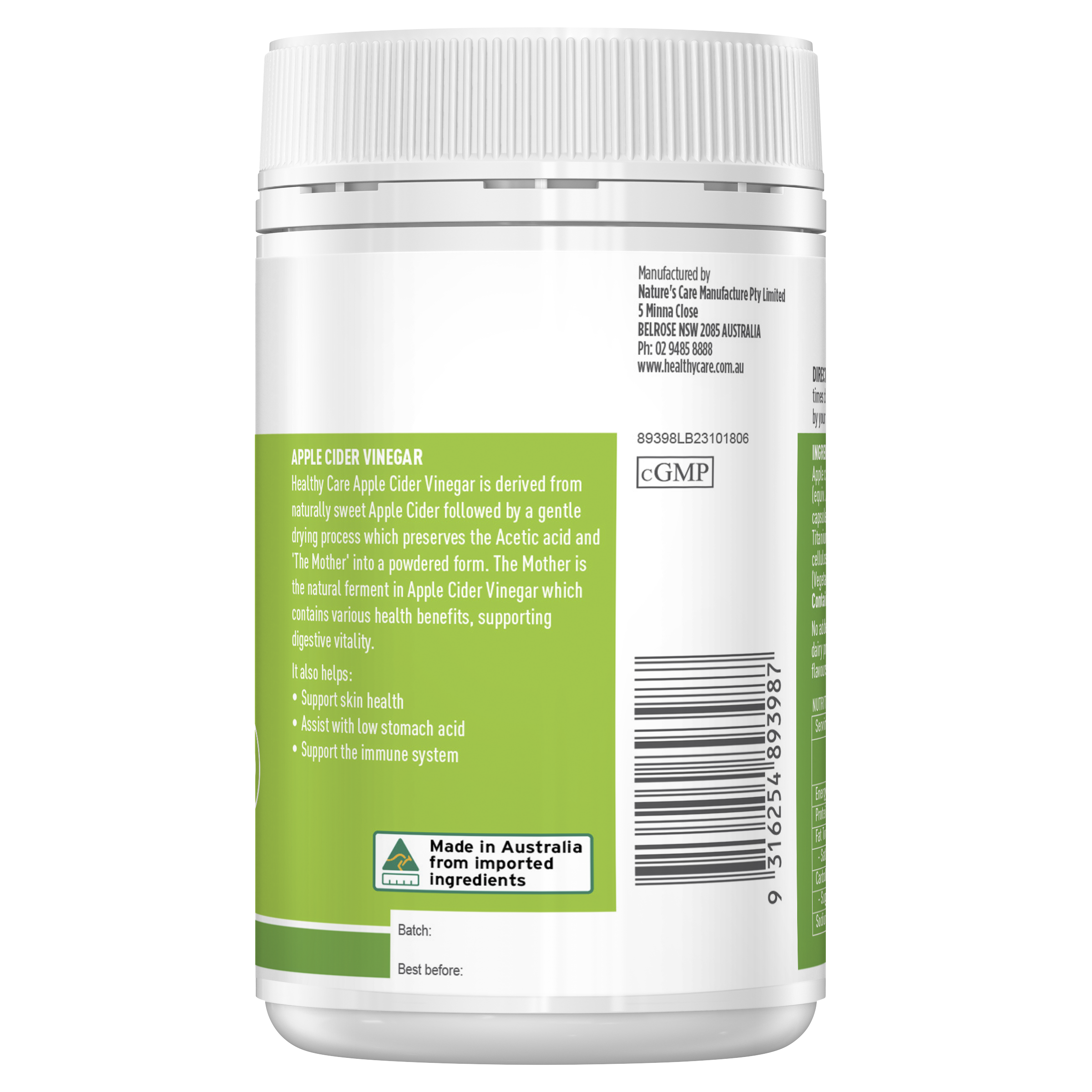 Healthy Care Apple Cider Vinegar 120 Capsules