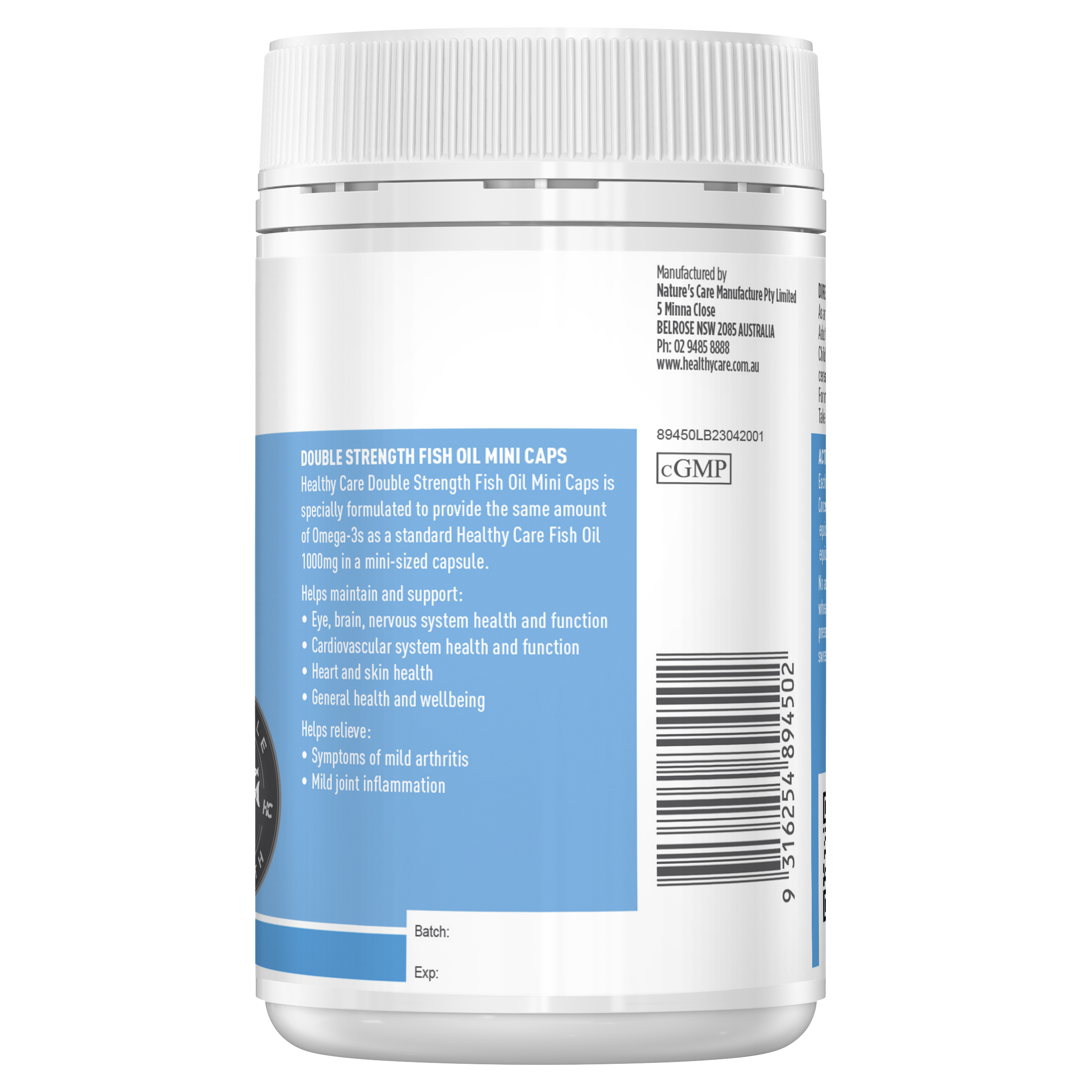 Healthy Care Double Strength Fish Oil Mini Caps 200 Capsules