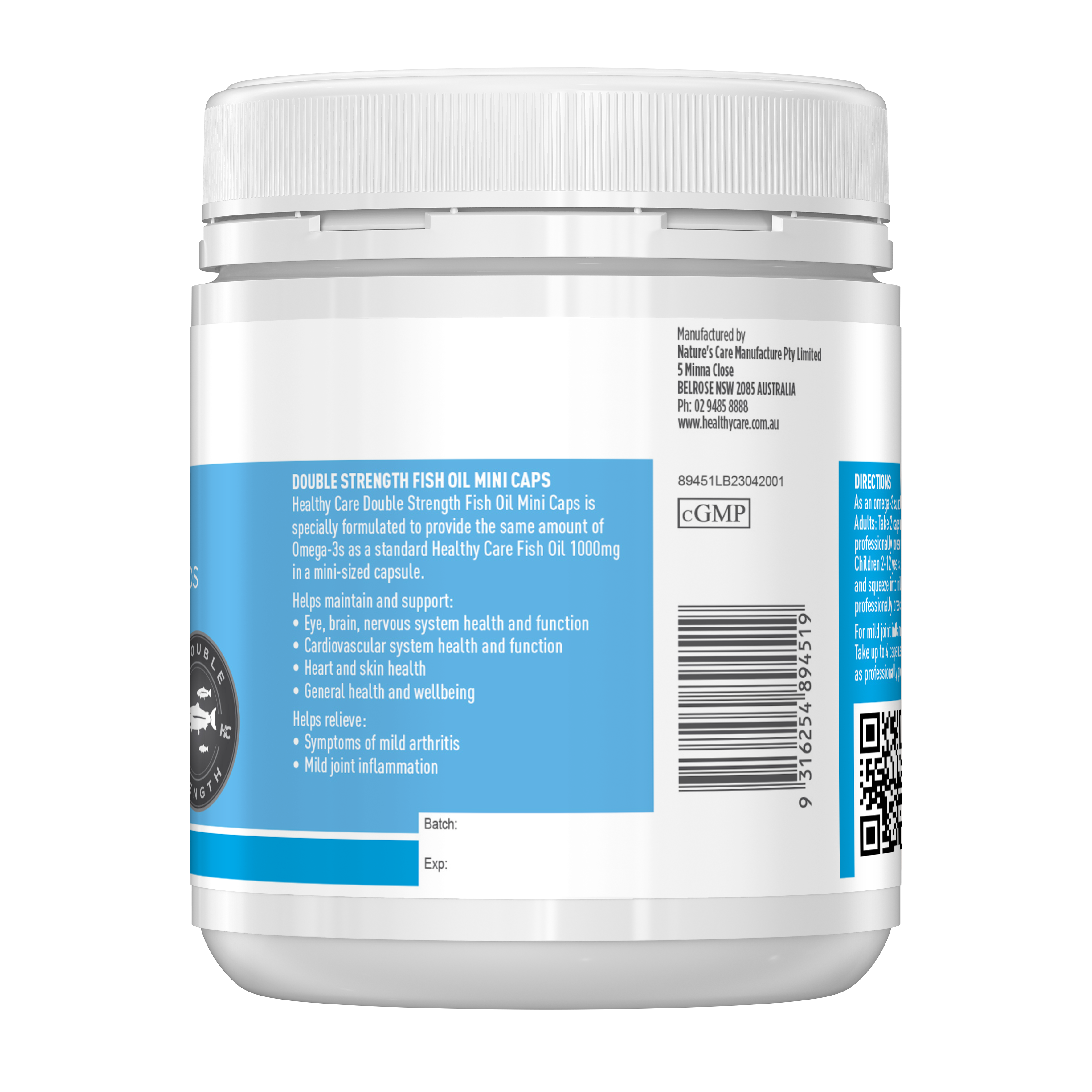 Healthy Care Double Strength Fish Oil Mini Caps 400 Capsules