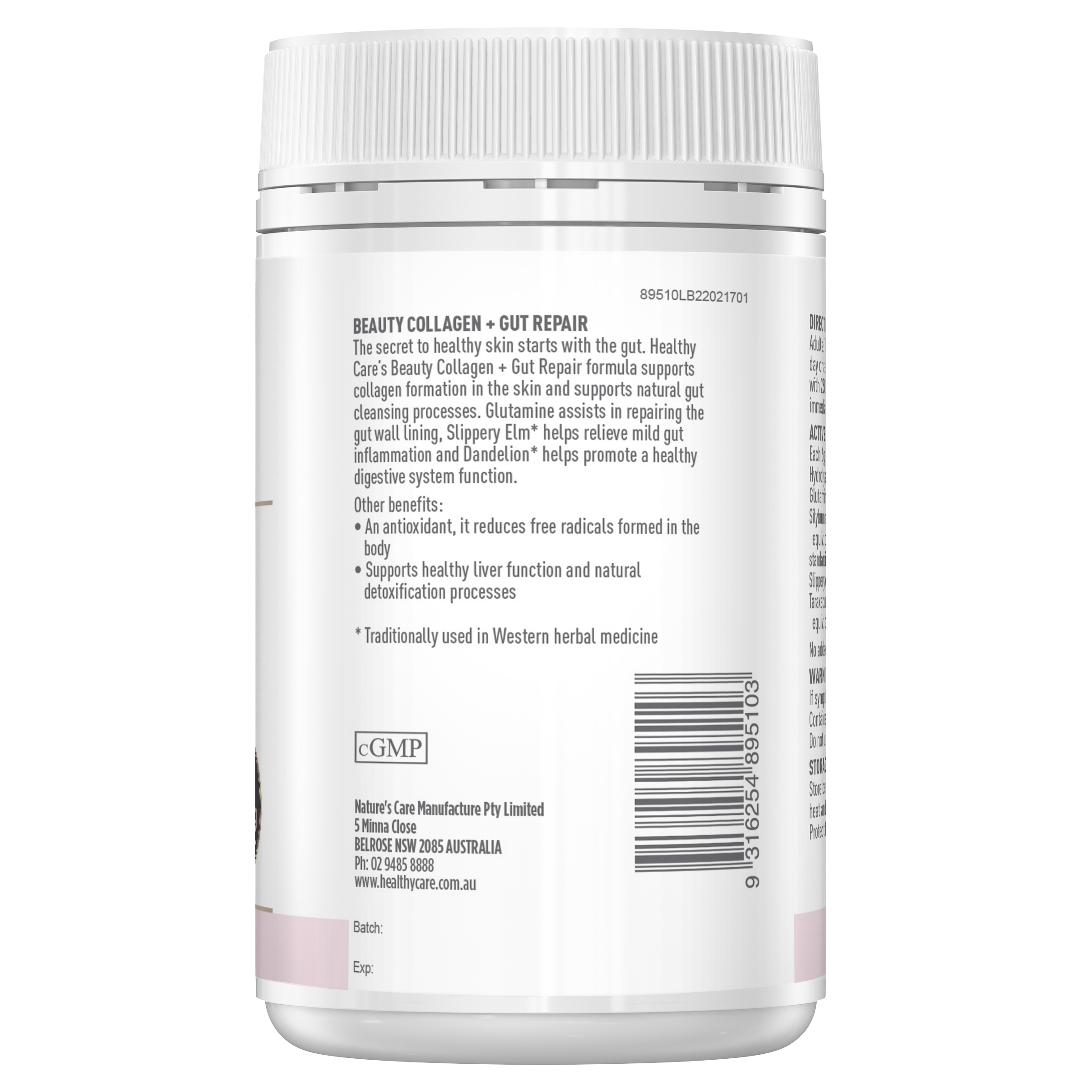 Healthy Care Beauty Collagen + Gut Repair 120g - Healthy Care Australia