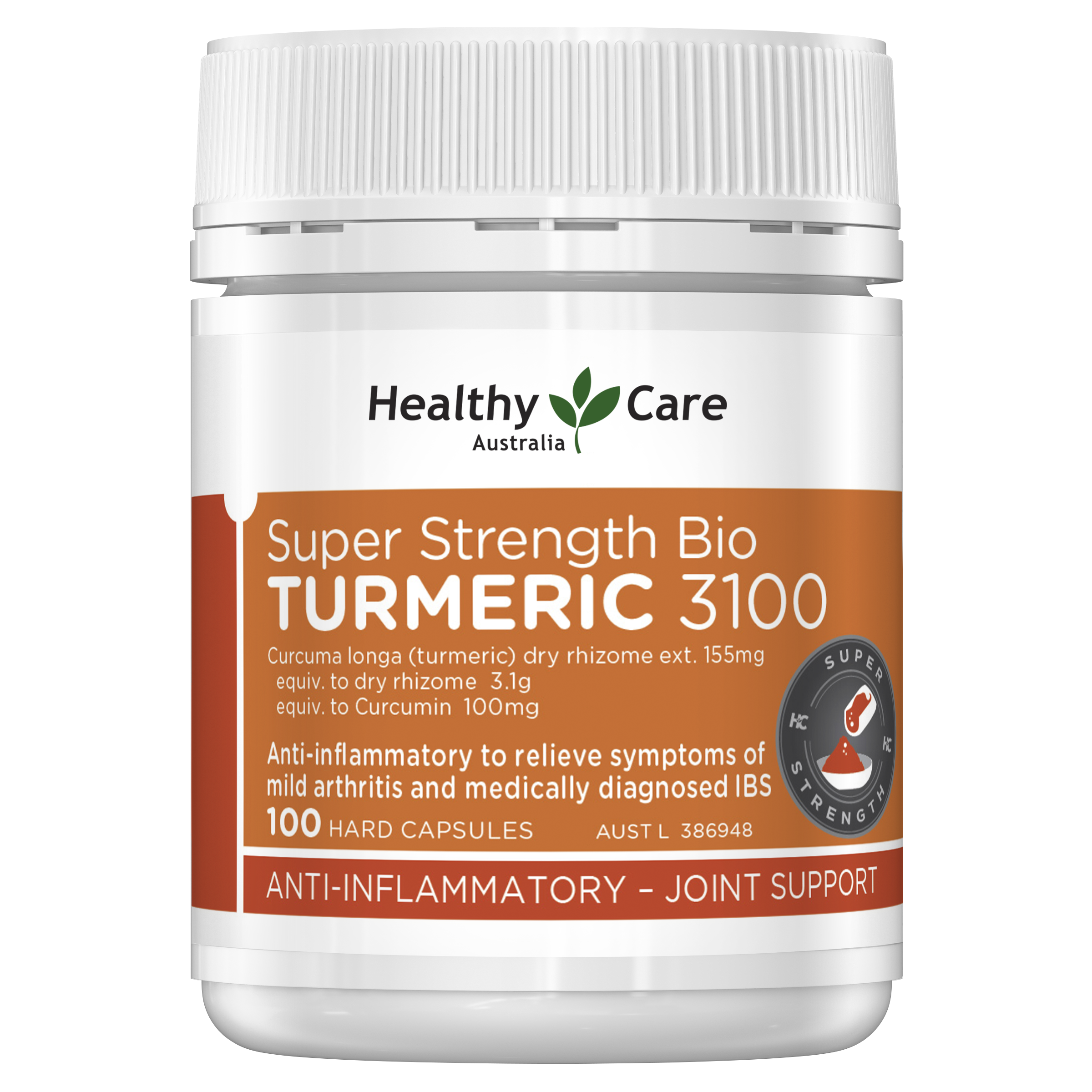 Healthy Care Super Strength Bio Turmeric 3100 - 100 Capsules - Healthy Care Australia