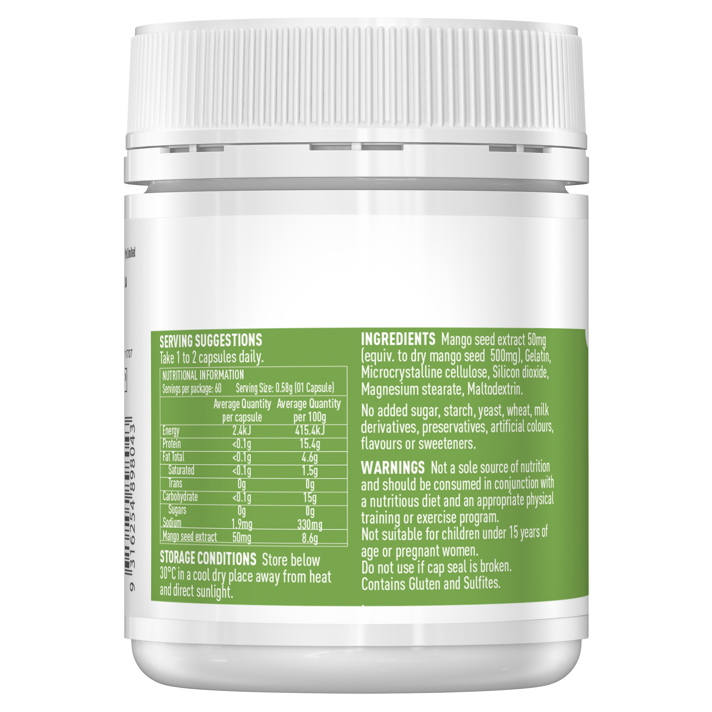 Healthy Care African Mango Seed Extract 60 Capsules - Healthy Care Australia