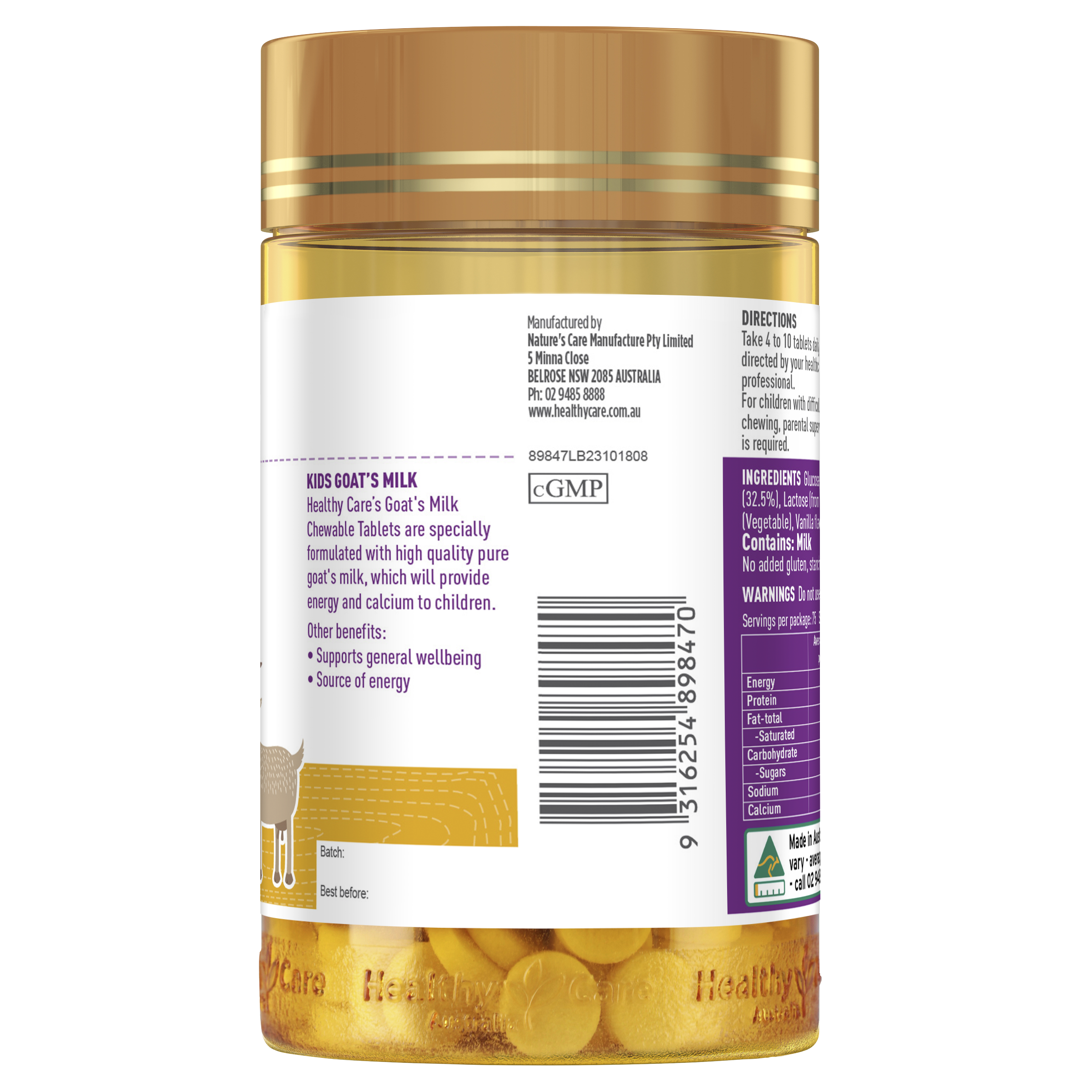 Healthy Care Kids Goat Milk Vanilla Flavour 300 Tablets