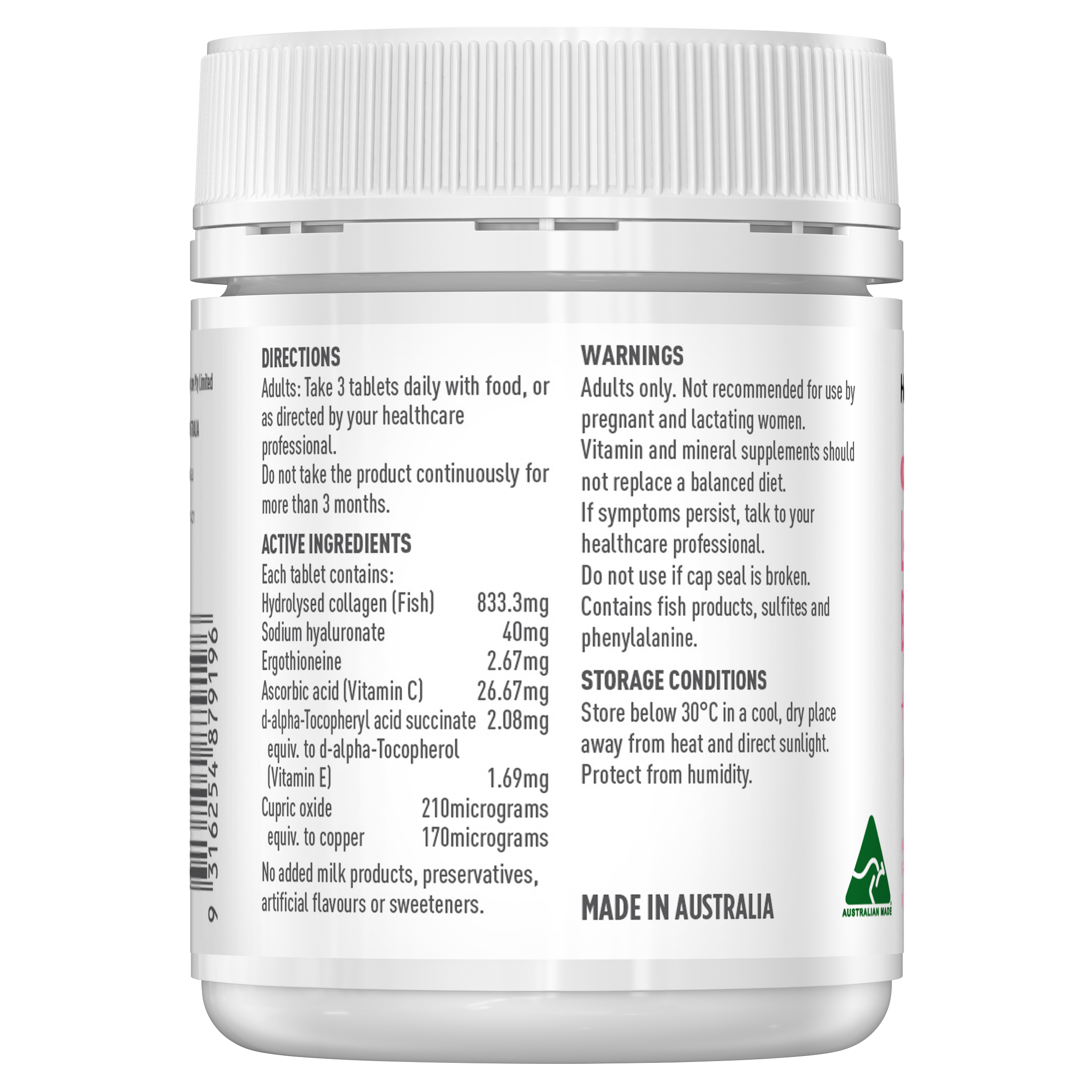 Healthy Care Plus L-Ergothioneine Beauty Collagen + HA Booster 60 Capsules