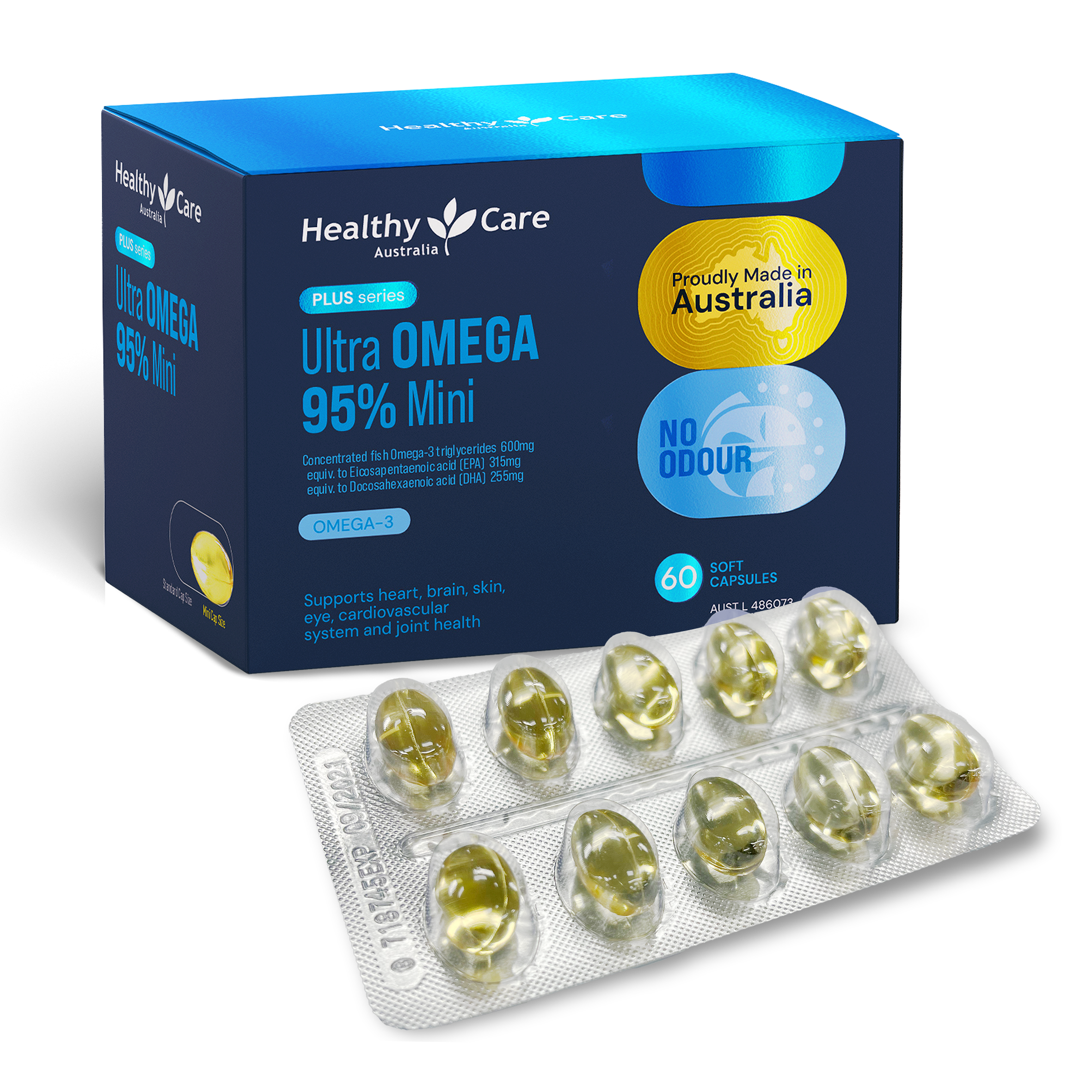Healthy Care Plus Ultra Omega 95% Mini Fish Oil 60 Capsules in Blister