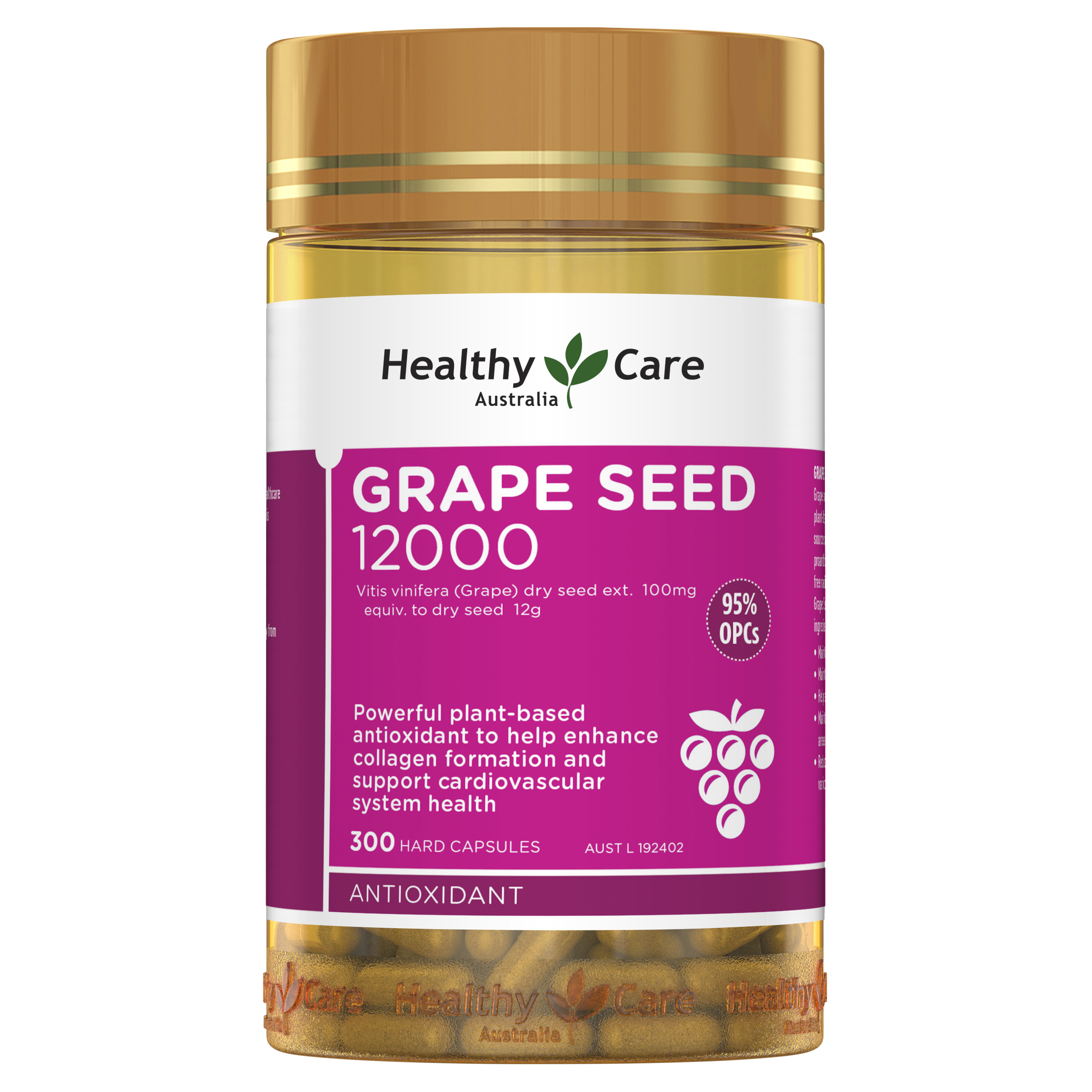 Healthy Care Grape Seed 12000 - 300 Capsules - Healthy Care Australia