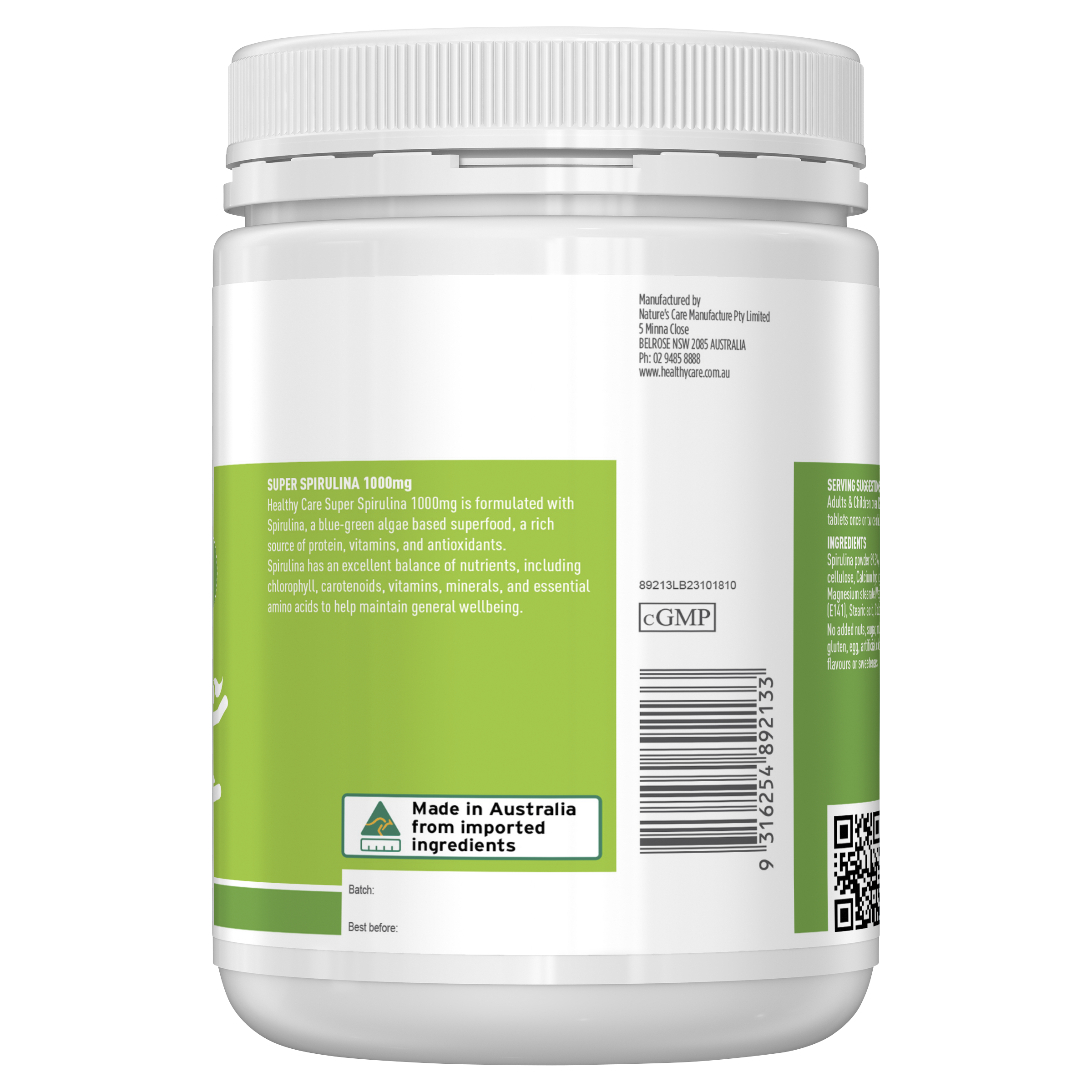 Healthy Care Super Spirulina 1000mg - 400 Tablets - Healthy Care Australia