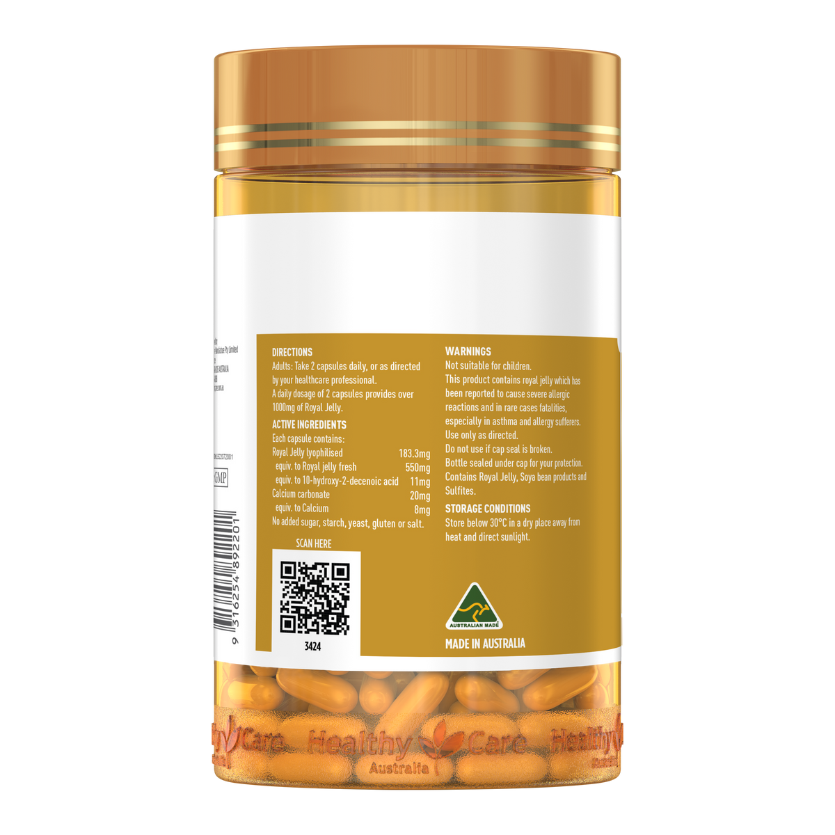 Healthy Care Premium Royal Jelly  365 Capsules
