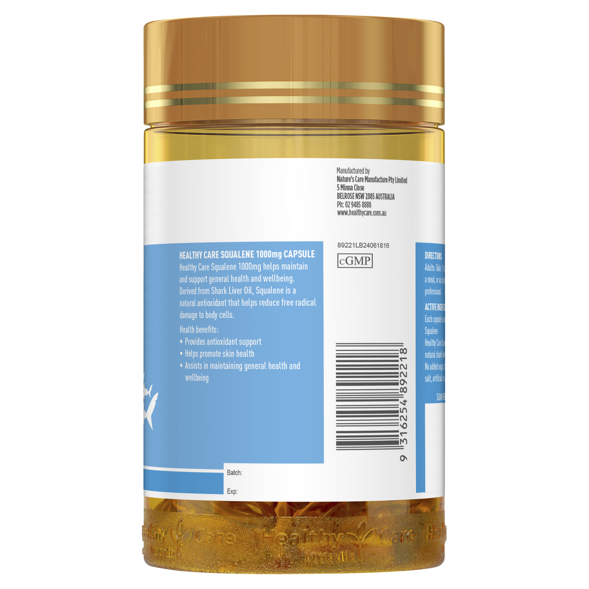 Healthy Care Squalene 1000mg - 200 Capsules