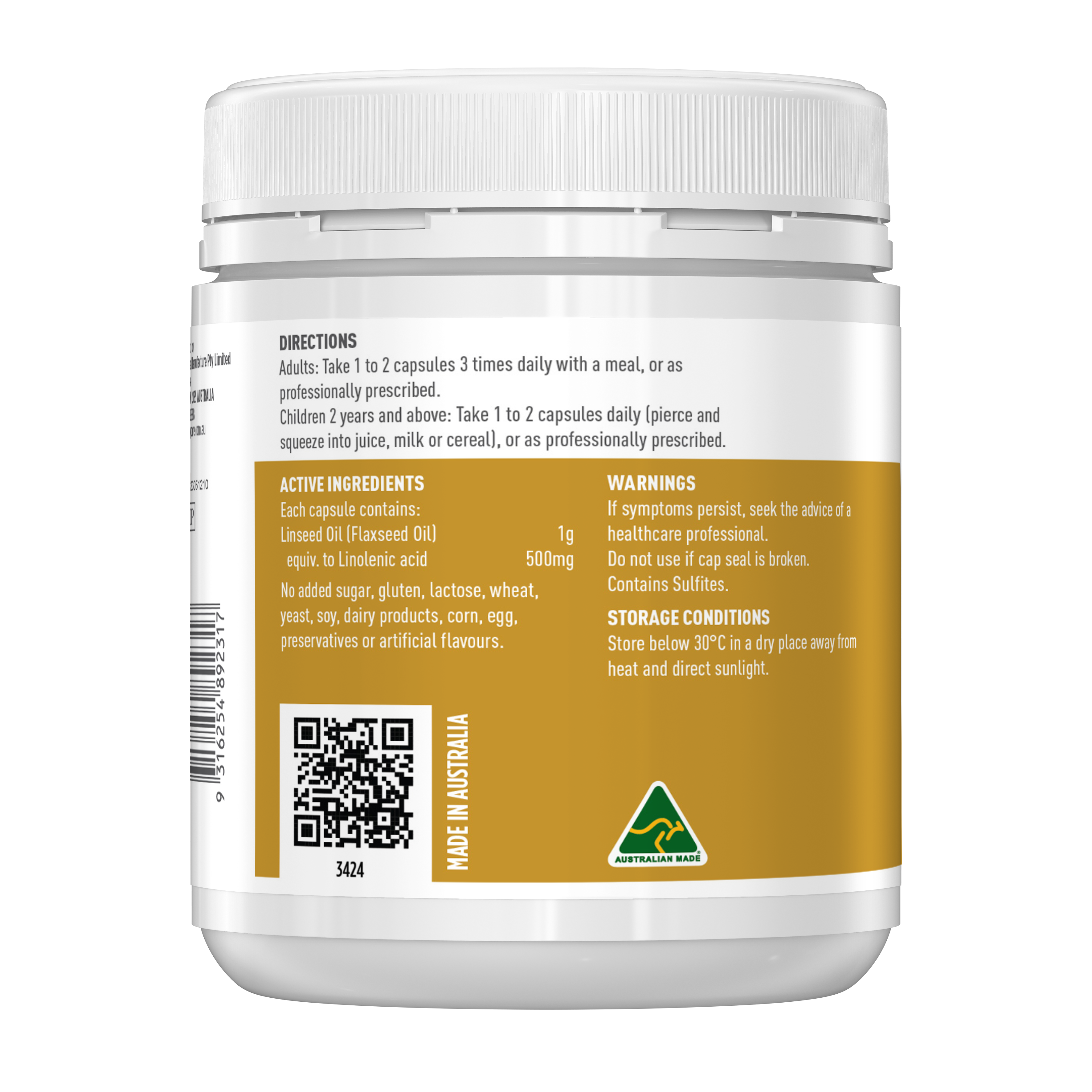 Healthy Care Flaxseed Oil 1000mg - 200 Capsules - Healthy Care Australia