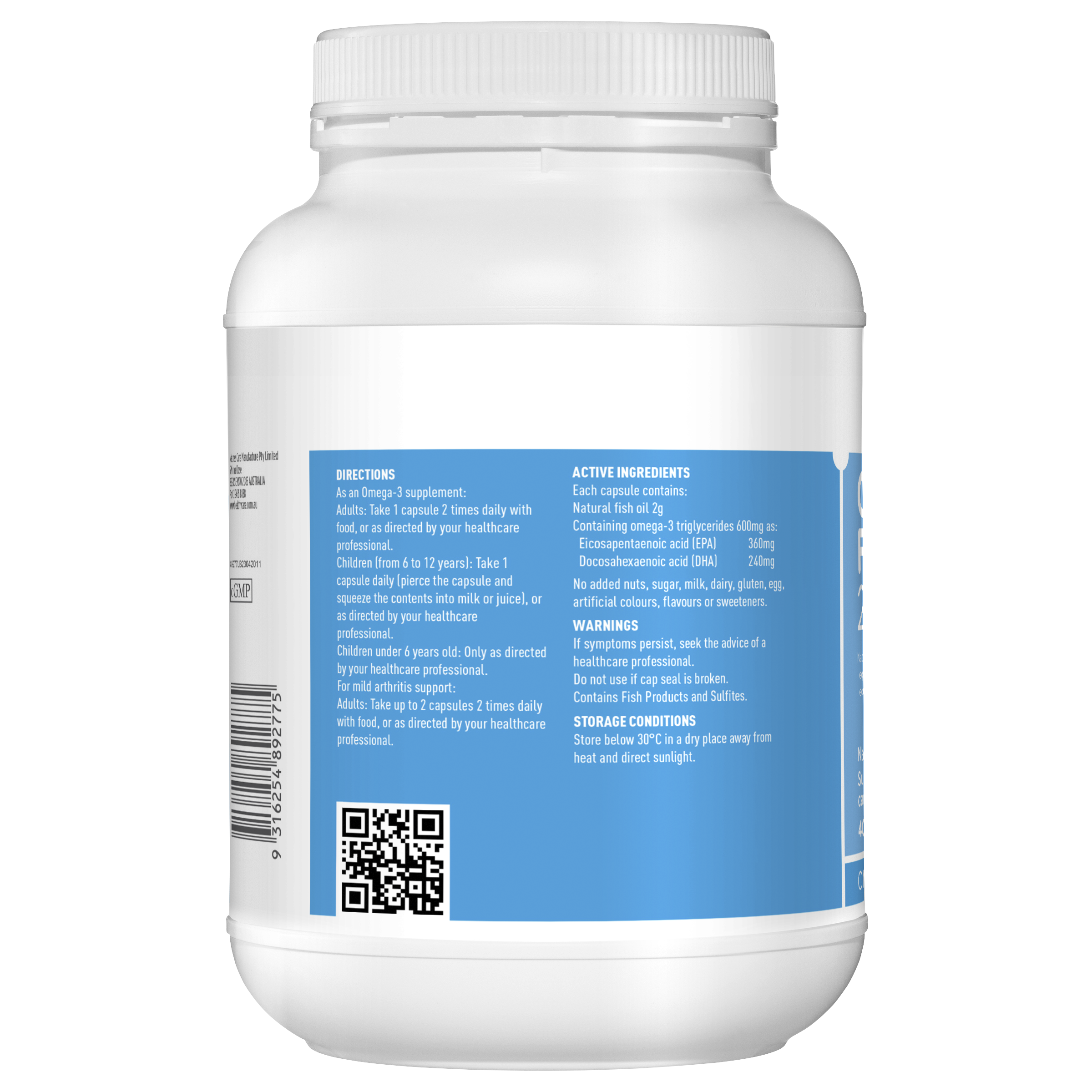 Healthy Care Odourless Fish Oil 2000mg - 400 Capsules - Healthy Care Australia