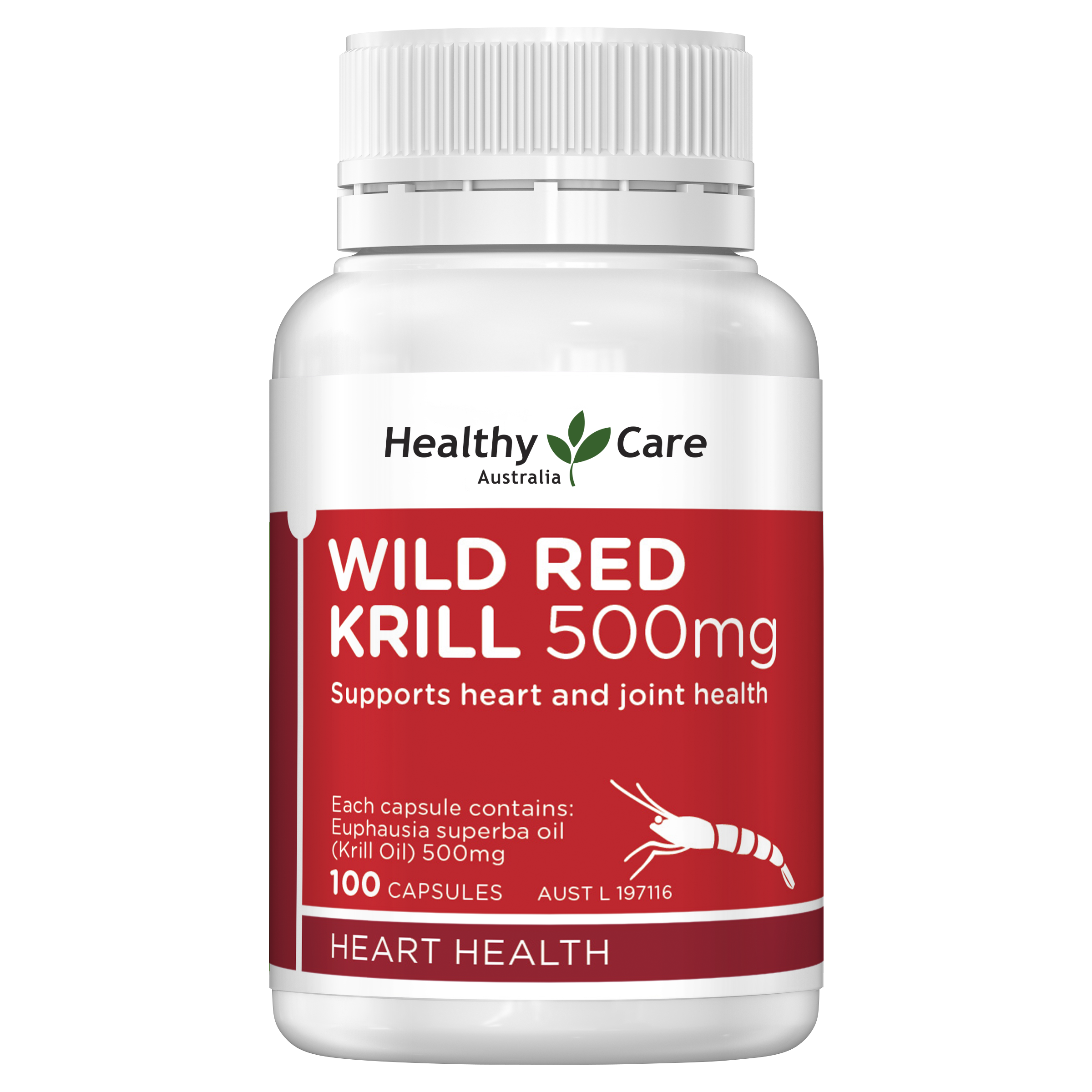 Healthy Care Wild Red Krill Oil 500mg 100 Capsules - Healthy Care Australia