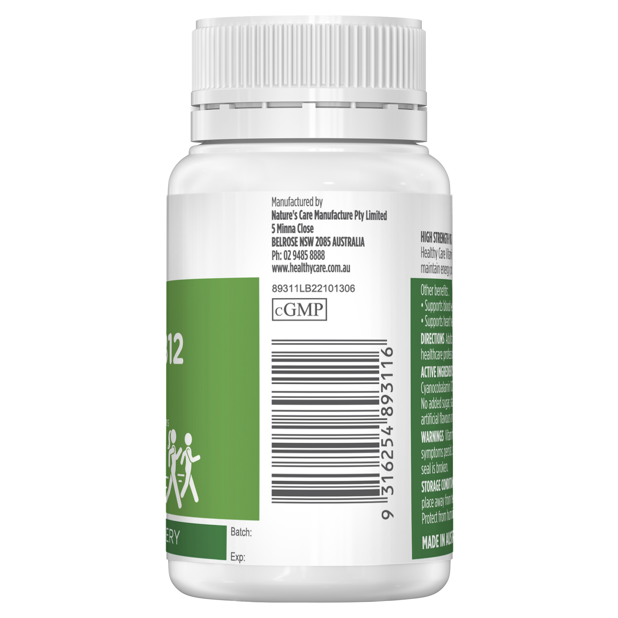 Healthy Care High Strength Vitamin B12 1000mcg 60 Tablets - Healthy Care Australia