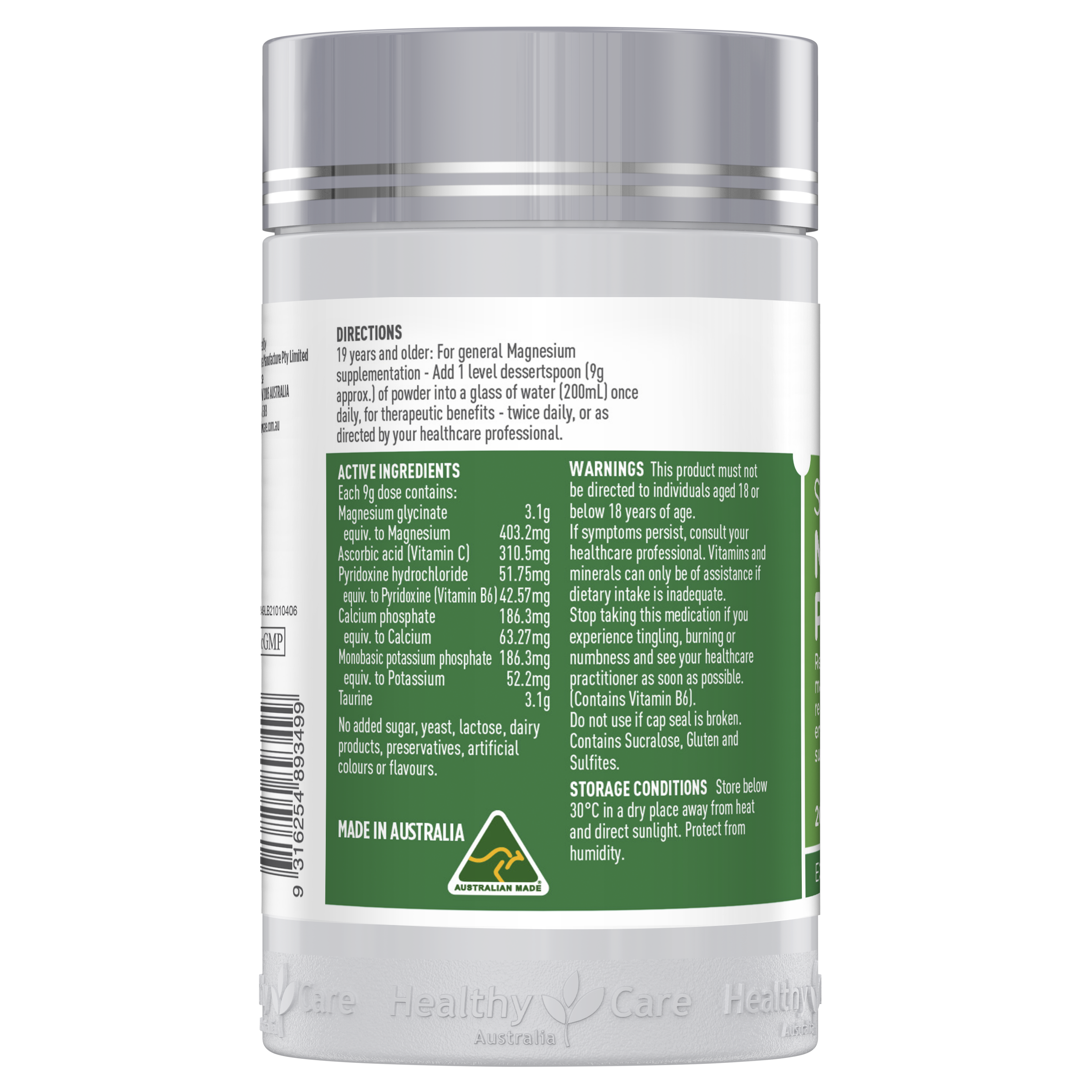 Healthy Care Super Magnesium Powder 200g