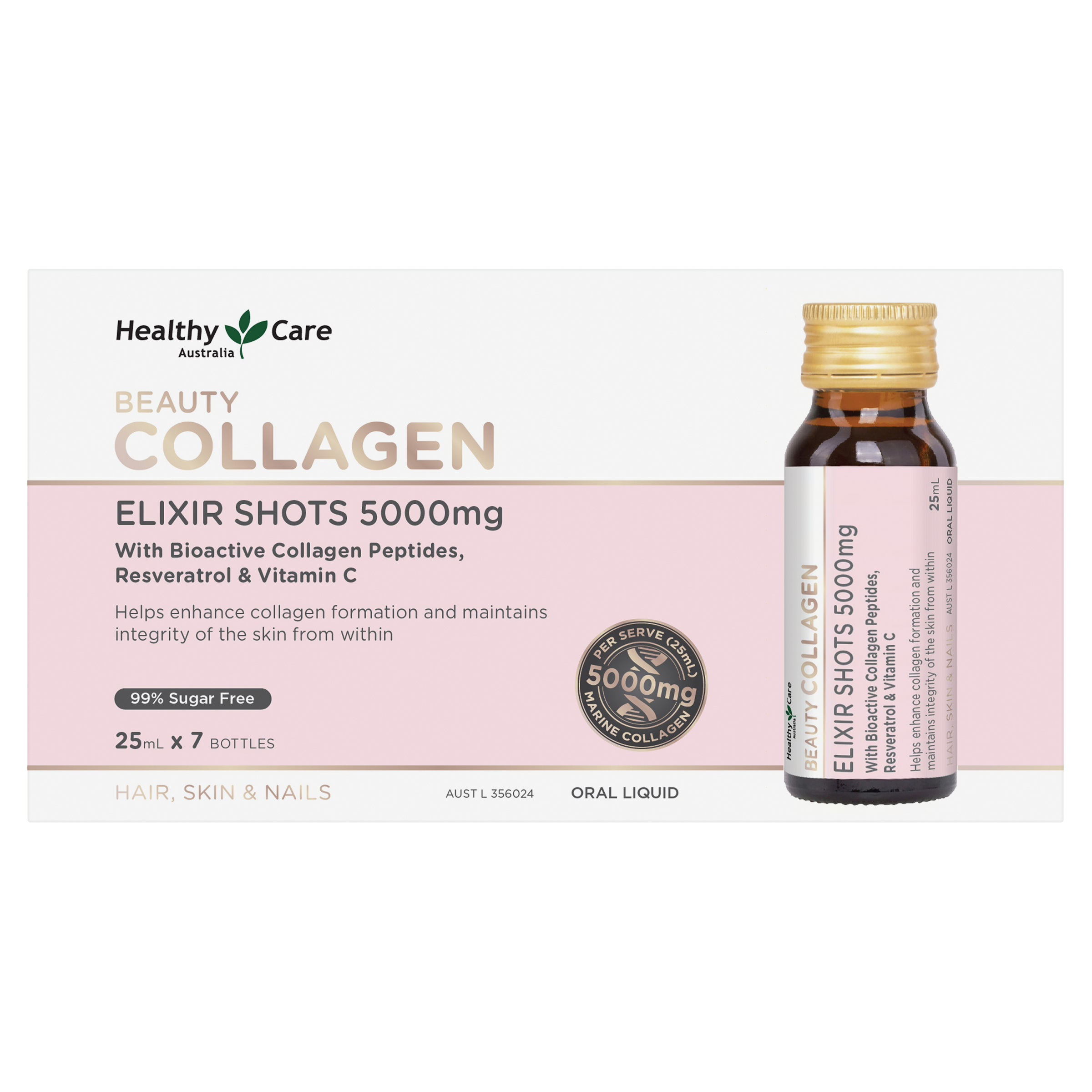 Healthy Care Beauty Collagen Elixir Shots 5,000mg 25mL x 7 bottles
