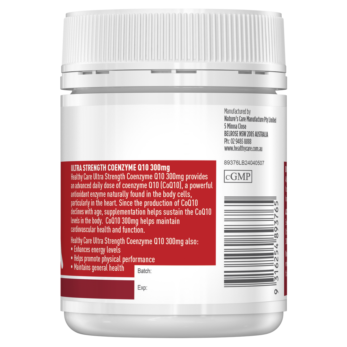 Healthy Care Co Enzyme Q10 300mg 60 Capsules