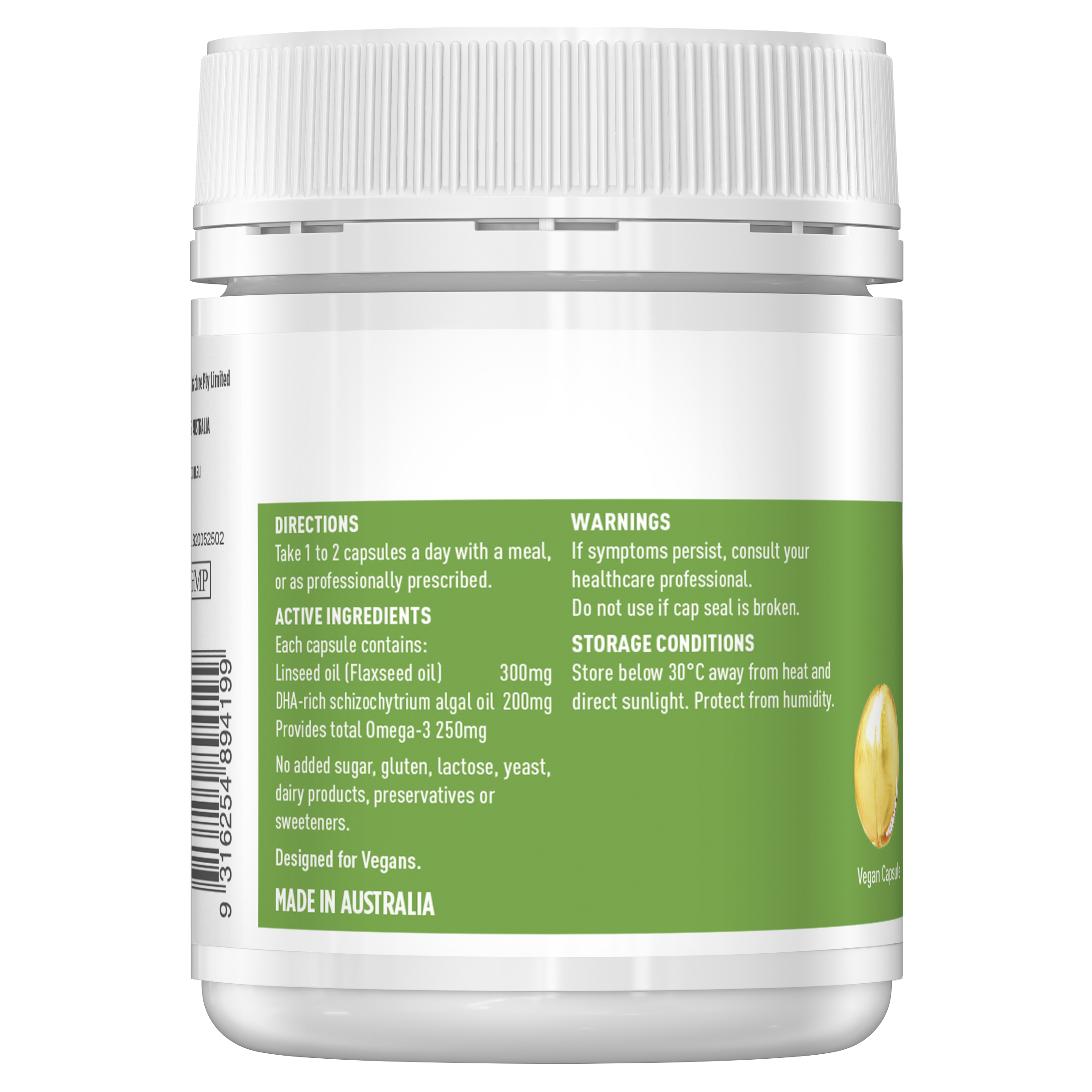 Healthy Care Pure Vegan Omega 3-6-9 - 60 Capsules - Healthy Care Australia