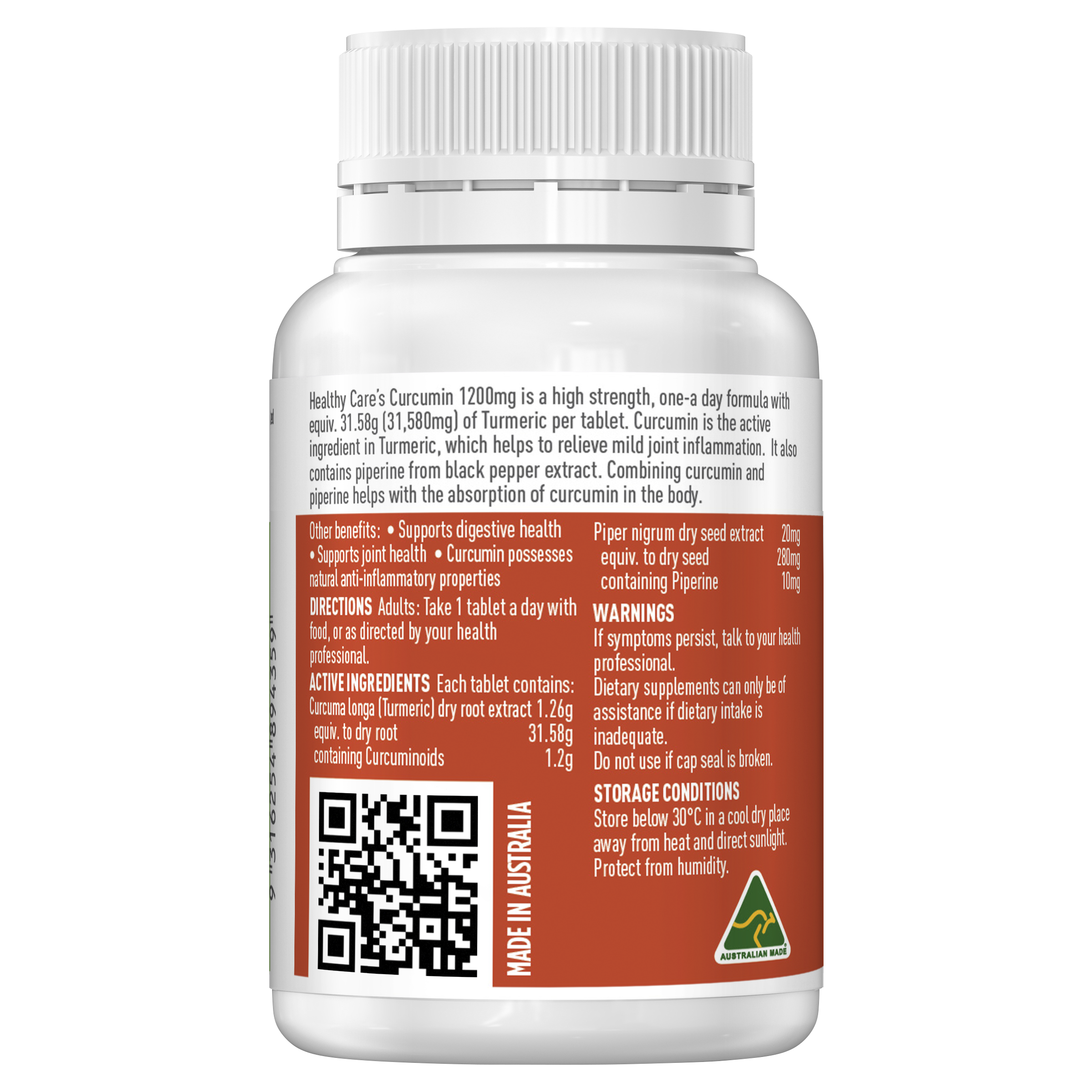 Healthy Care Curcumin 1200mg 40 Tablets - Healthy Care Australia