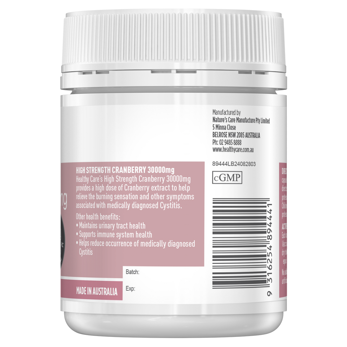 Healthy Care High Strength Cranberry 30000mg - 90 Capsules