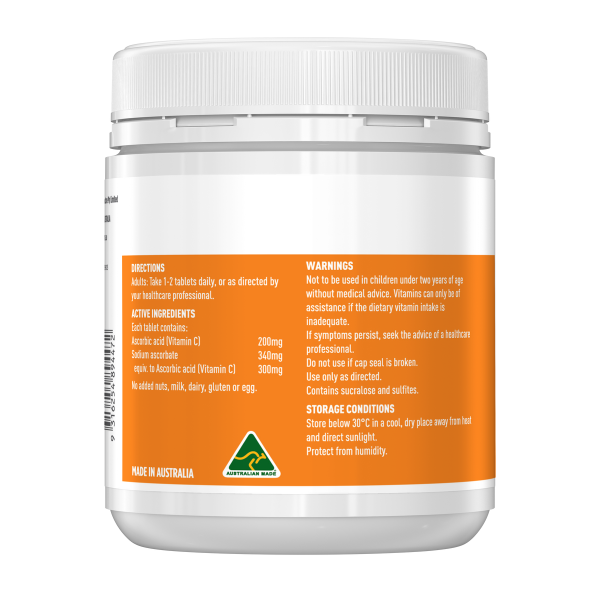 Healthy Care Vitamin C 500mg Chewable - 300 Tablets
