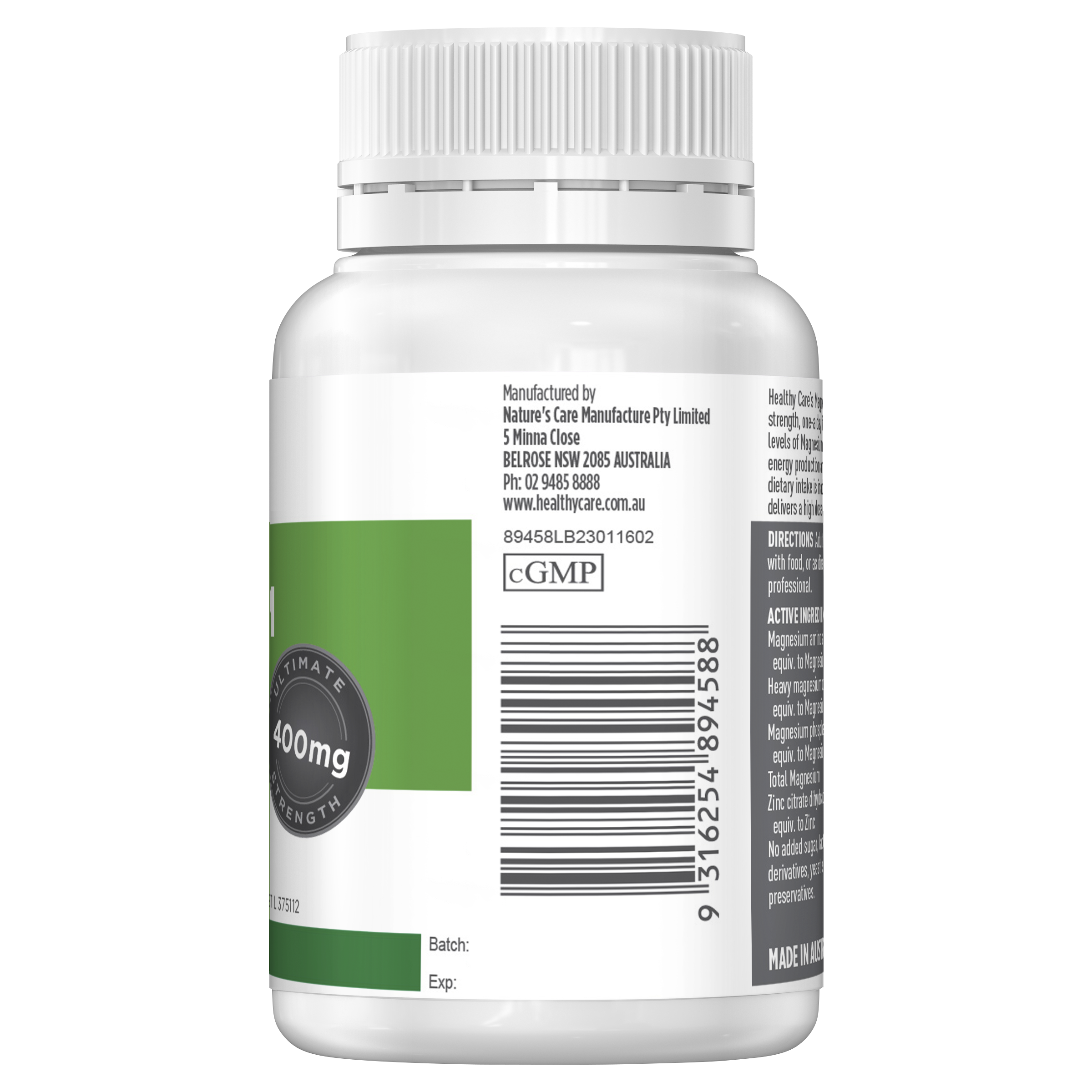 Healthy Care Magnesium Forte 400mg - 30 Capsules - Healthy Care Australia