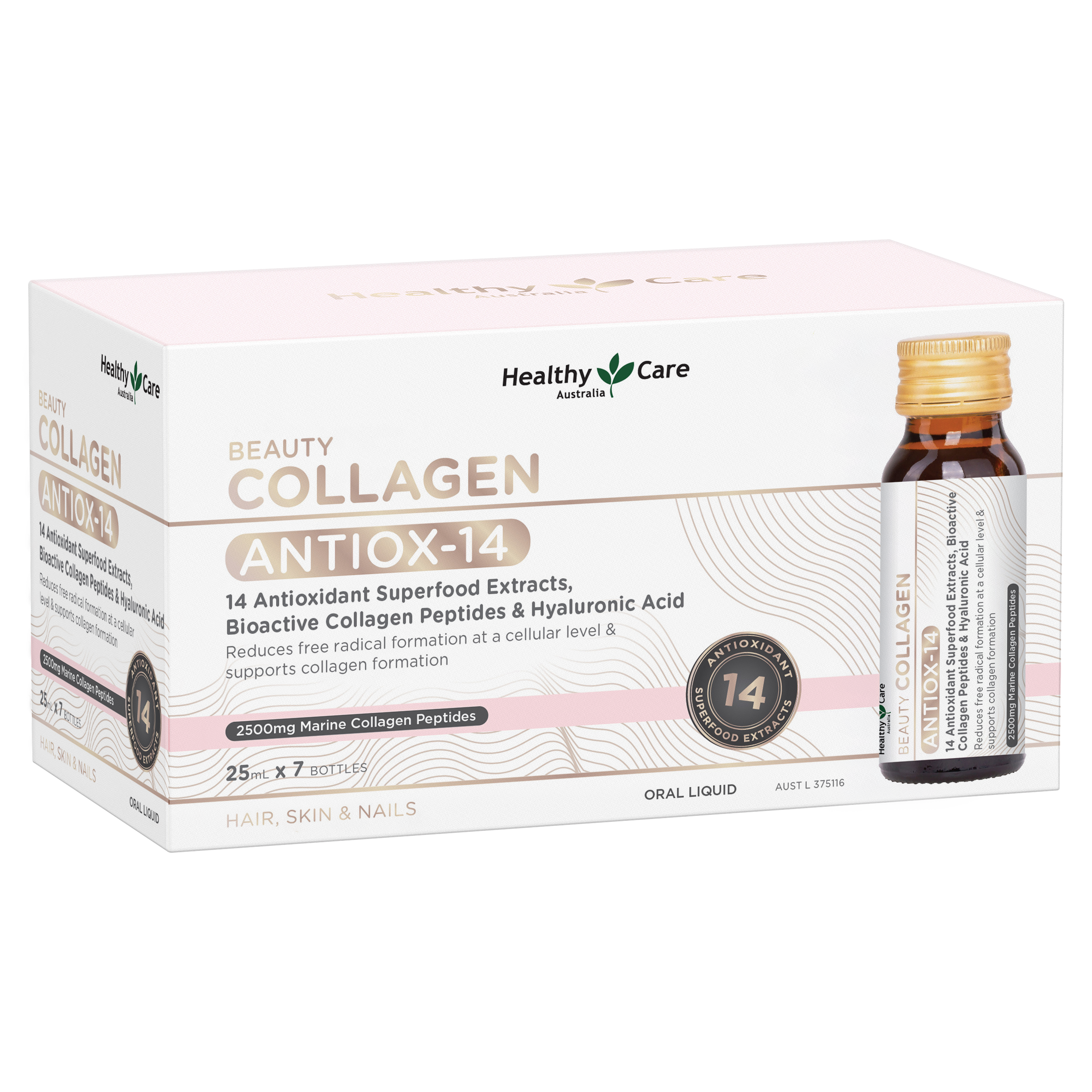 Healthy Care Beauty Collagen Antiox-14 PLUS Shots 25mL x 7 Pack - Healthy Care Australia