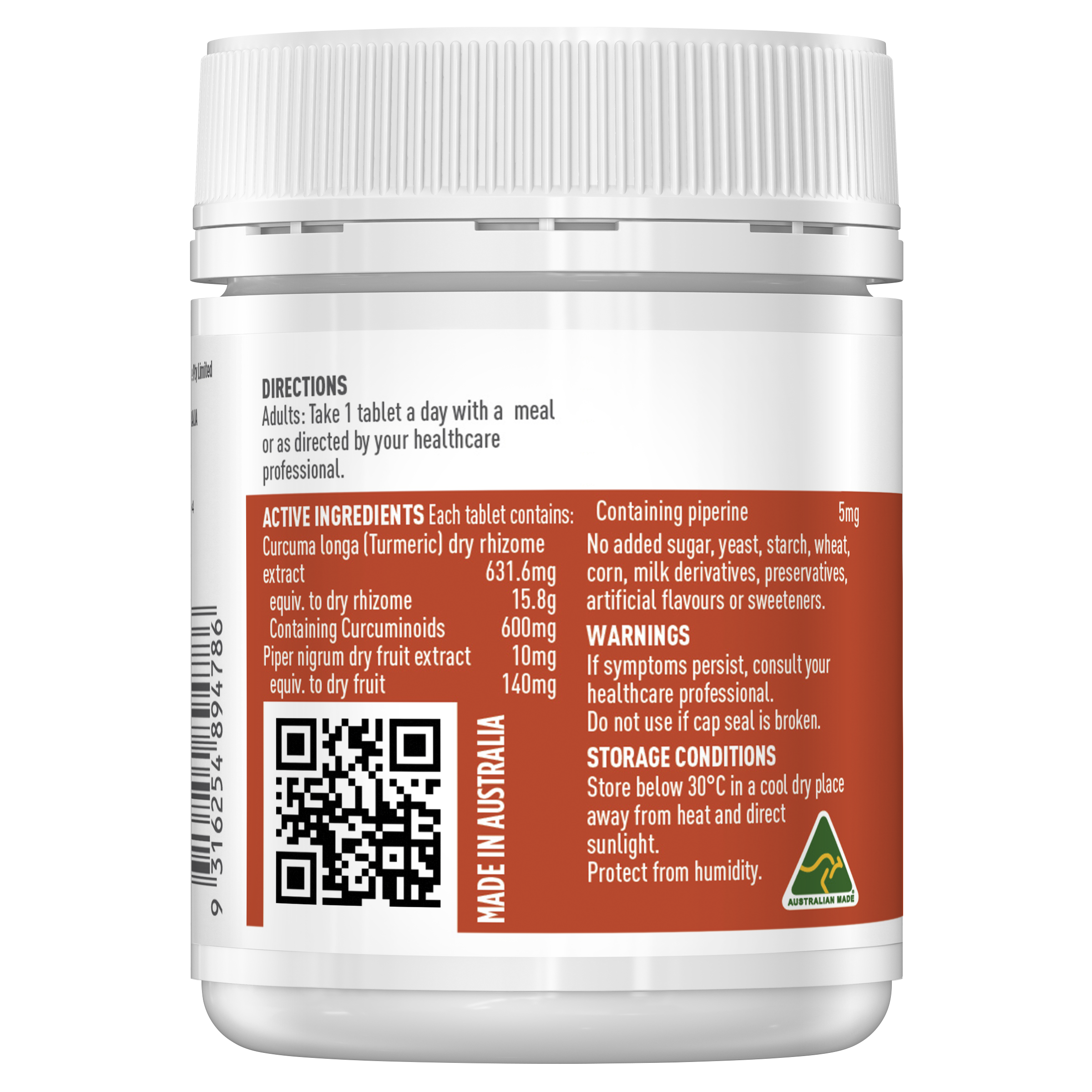 Healthy Care High Strength Curcumin 600mg 60 Tablets - Healthy Care Australia