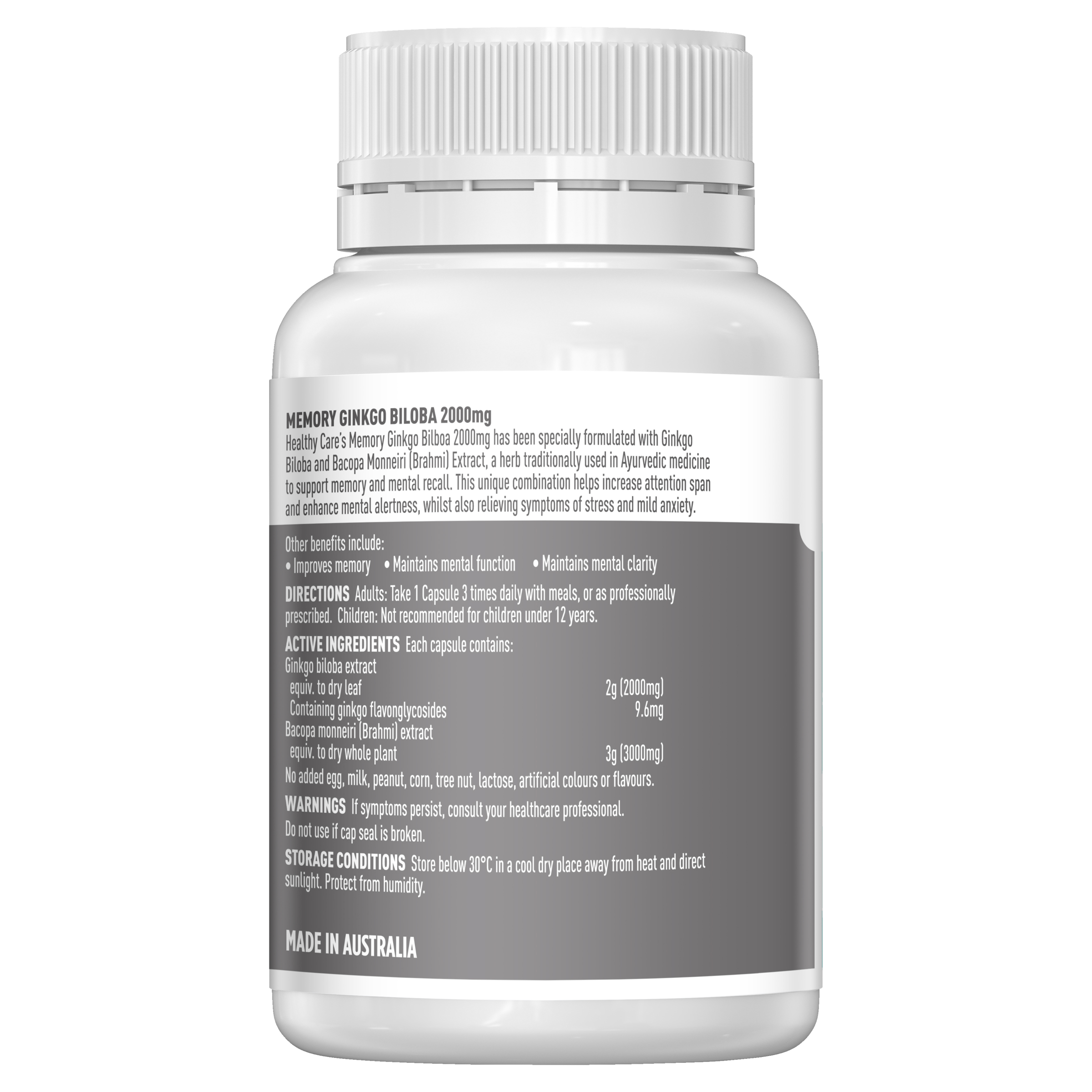 Healthy Care Memory Ginkgo Biloba 2000mg 90's - Healthy Care Australia