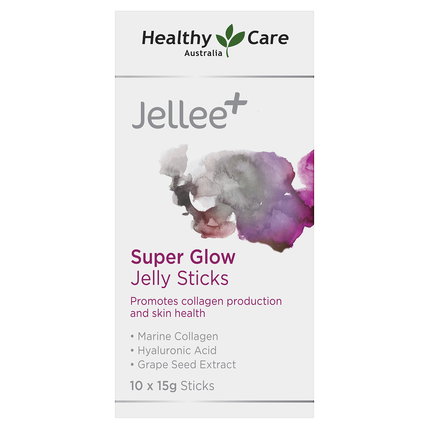 Jellee+ Super Glow Jelly Sticks 10 x 15g Label-Vitamins & Supplements-Healthy Care Australia